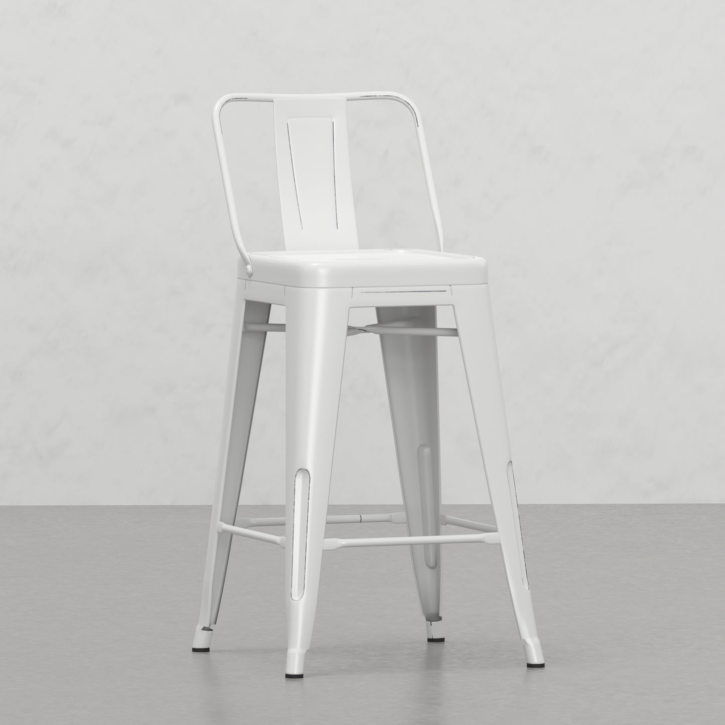 White metal bar stool with industrial design