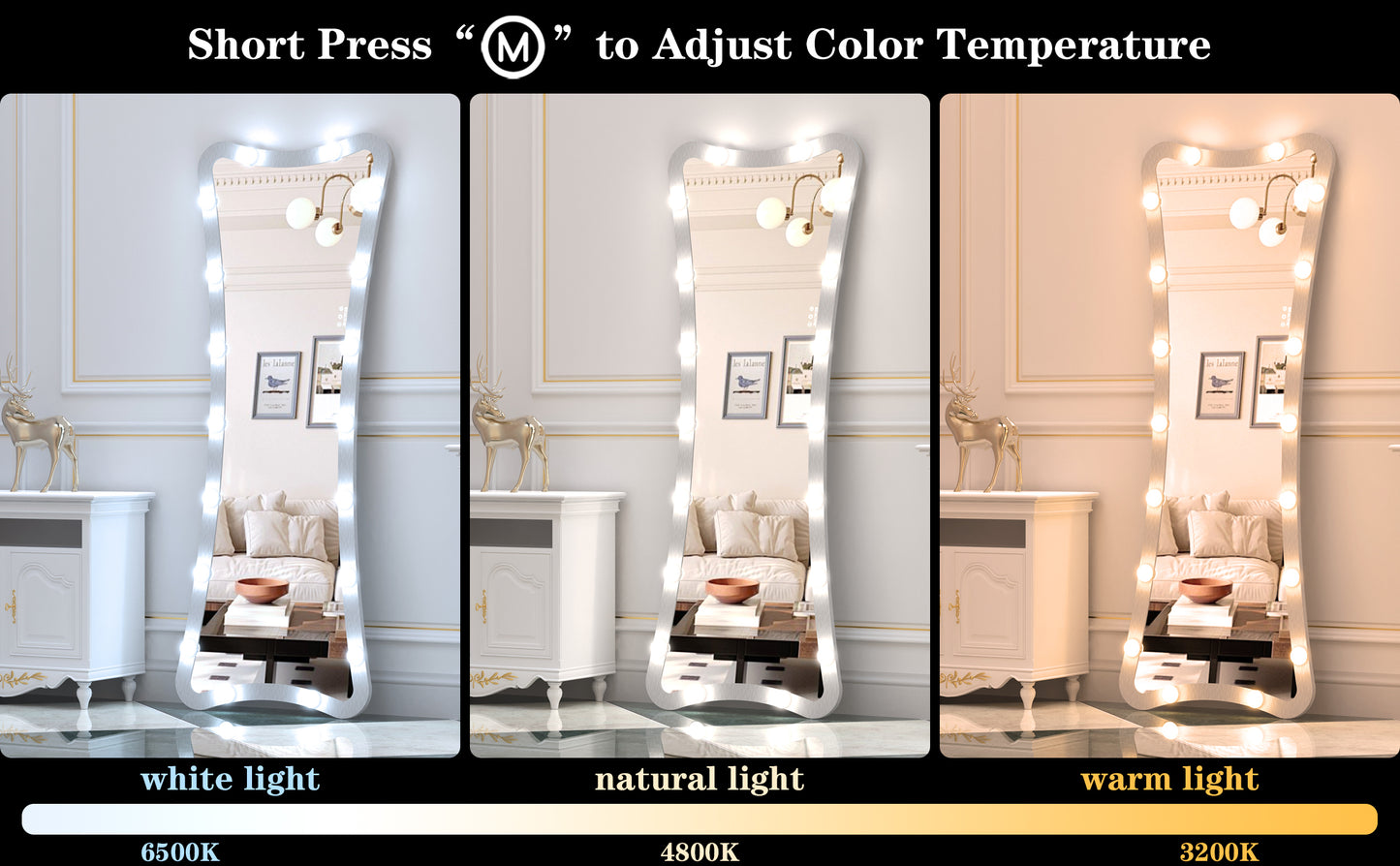 Illuminate Your Space with Full Length Mirror and LED Lights - Silver Design