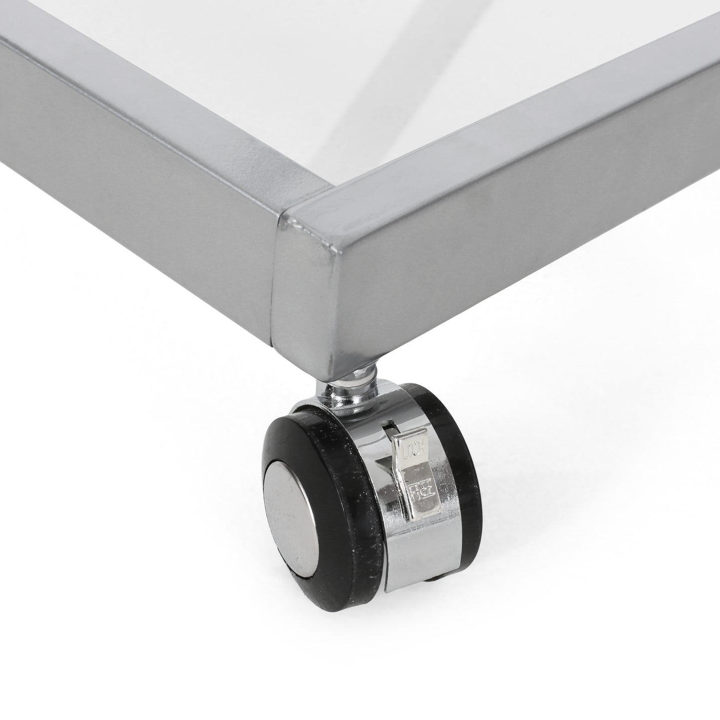 Chrome rolling caster with lock brake mechanism