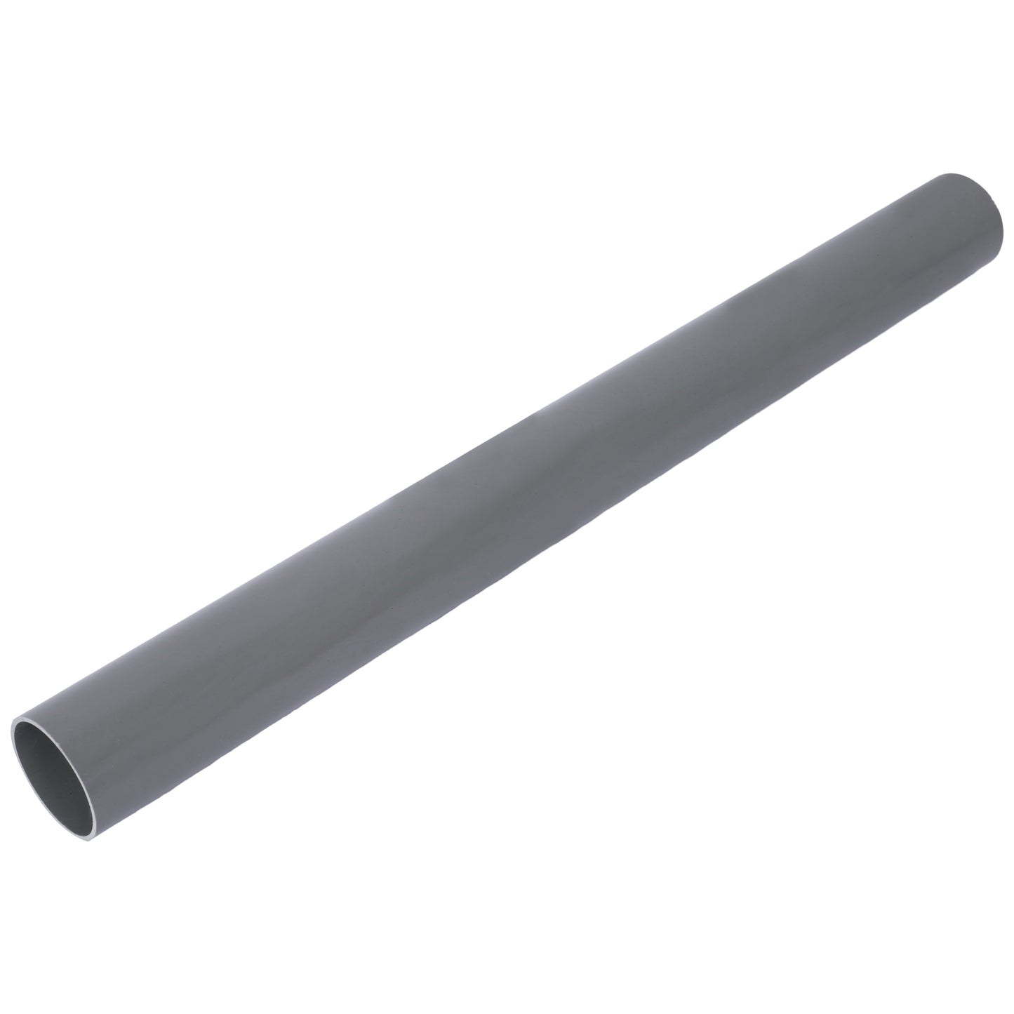 Gray PVC pipe section with smooth finish