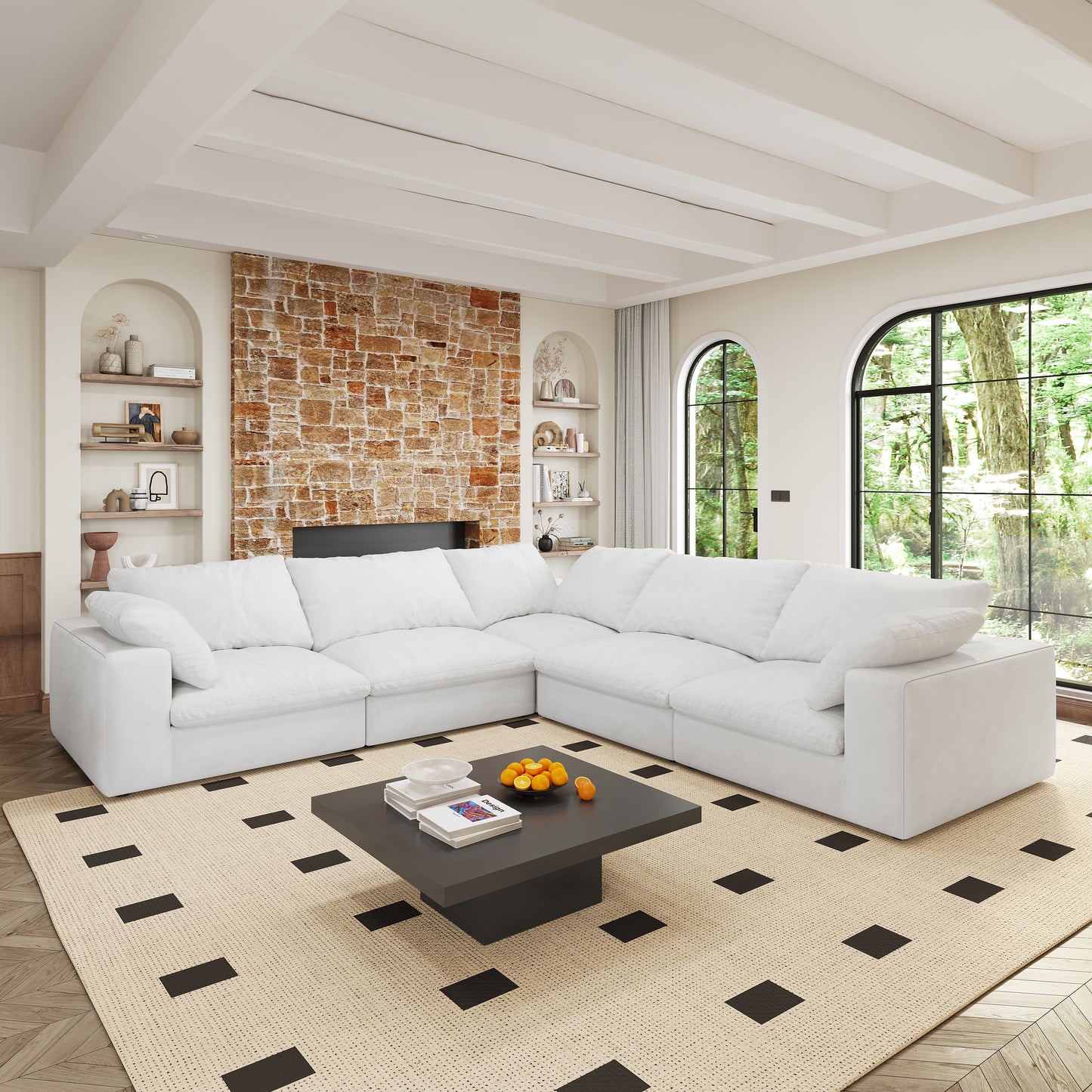 Plush white sectional sofa with deep seating perfect for a modern living room