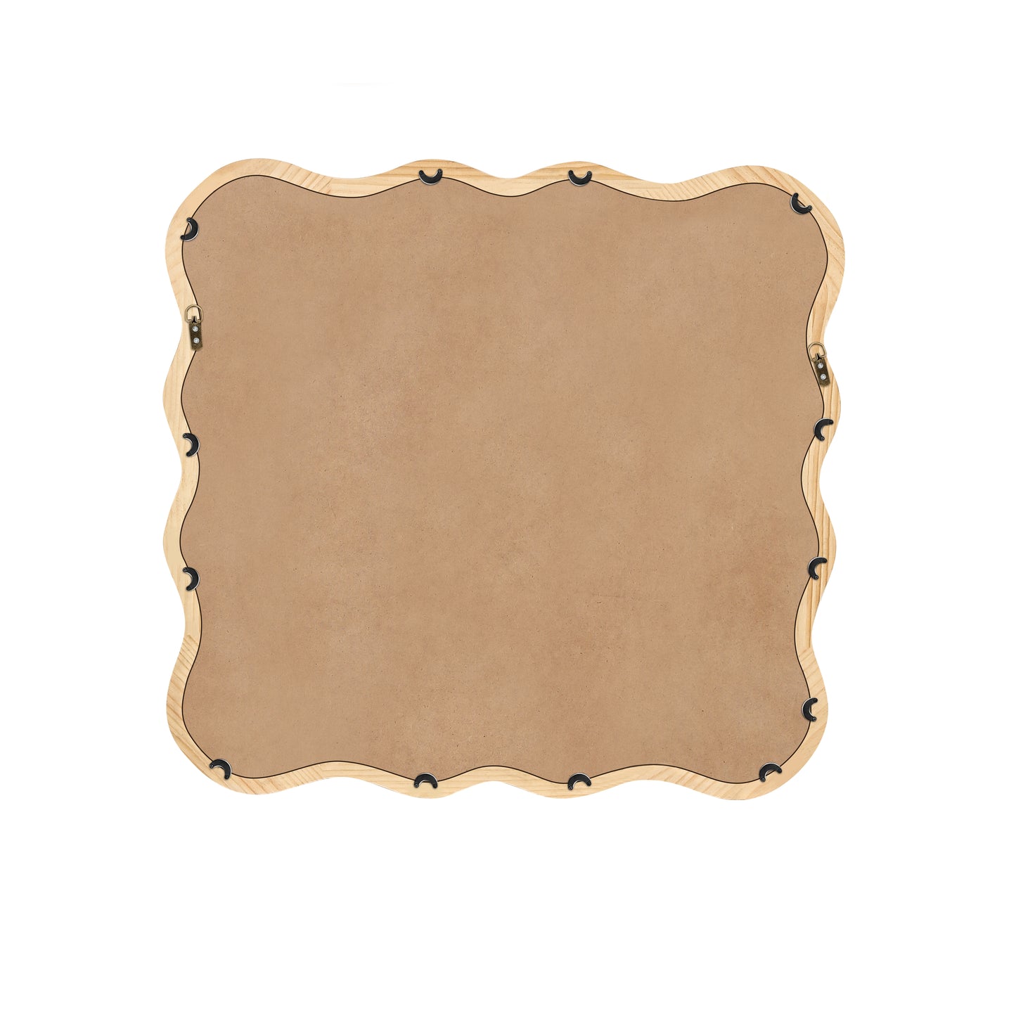 Scalloped wooden frame back with mounting hardware