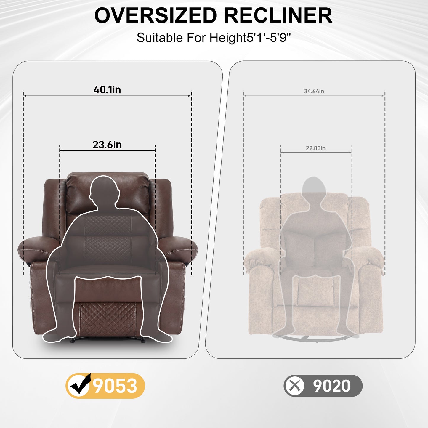 Oversized brown recliner chair with quilted seat and armrests