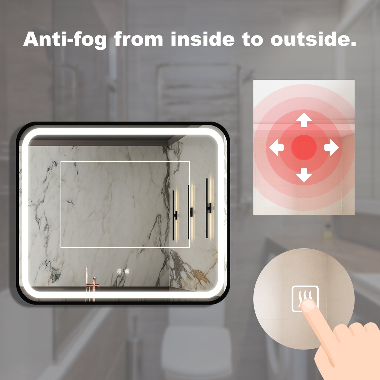 Modern LED bathroom mirror with integrated antifog technology for clear reflection