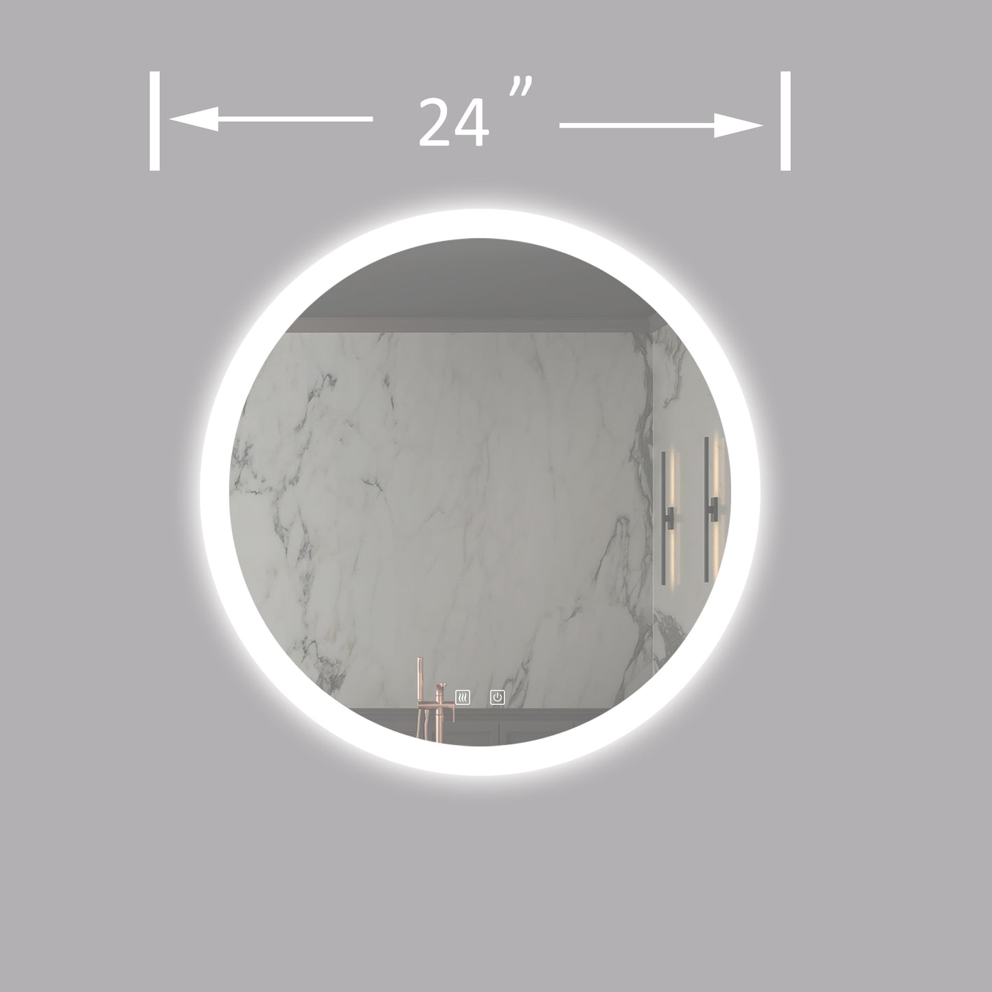 inch round LED illuminated vanity mirror with touch controls