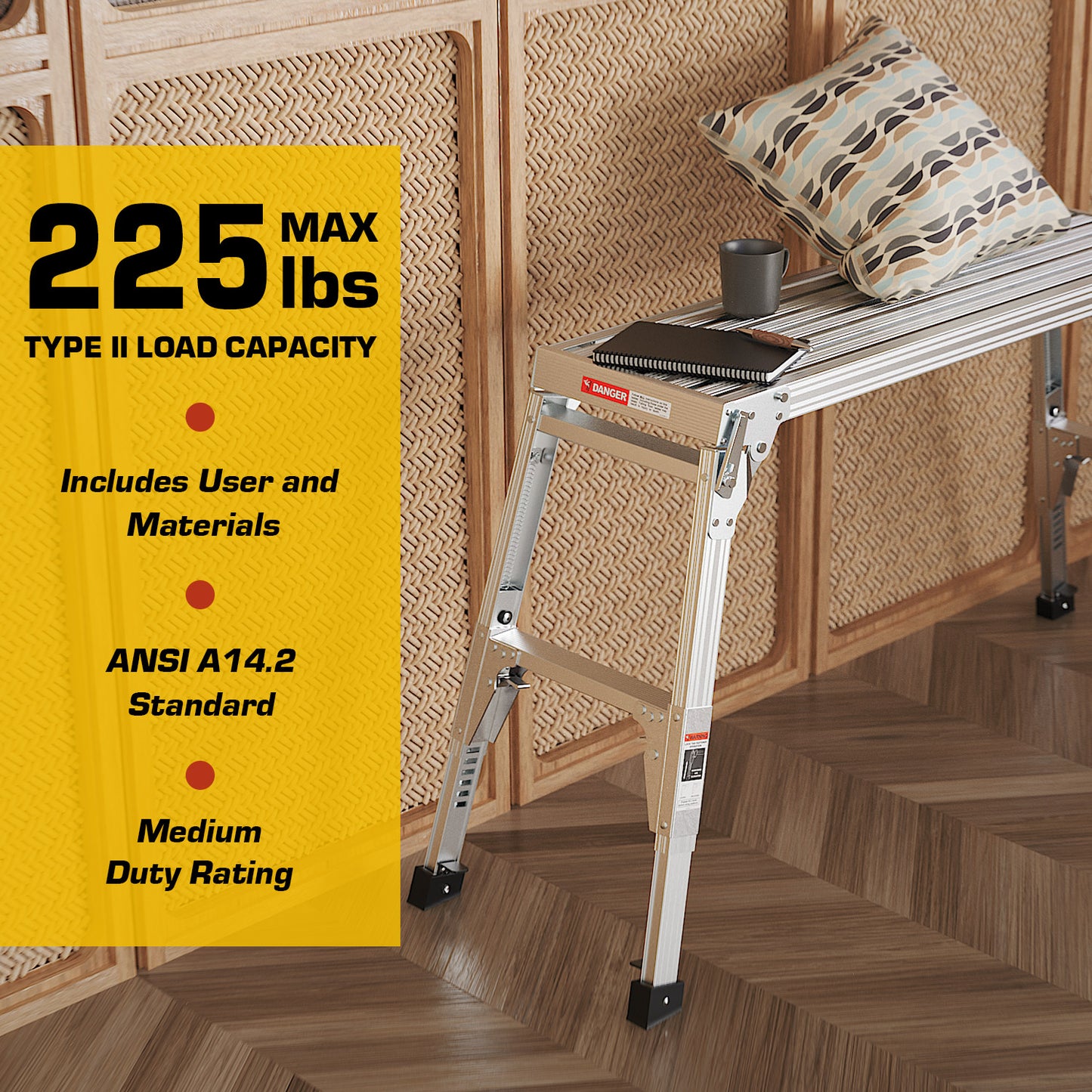 Adjustable workbench with lbs load capacity ANSI A standard for medium duty