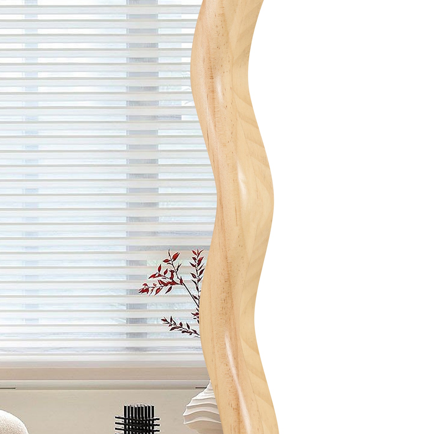 Curved natural wood furniture leg with clean modern lines