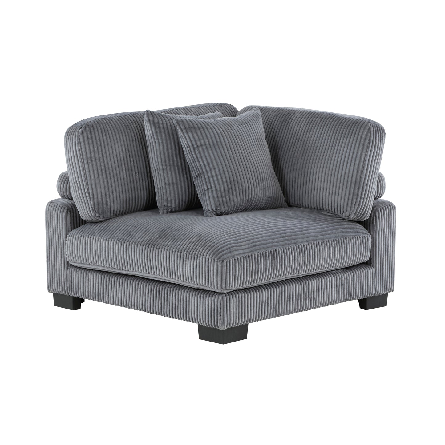 TREATLIFE HOME Modular Corner Seat with Plush Gray Corduroy Fabric Upholstery and Adjustable Features, Includes Matching Pillows