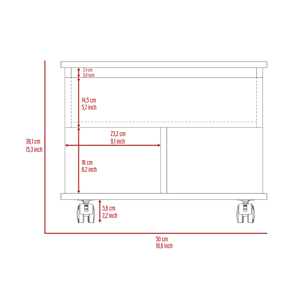 Dimensions for a rolling storage cart cm height cm width cm shelf depth