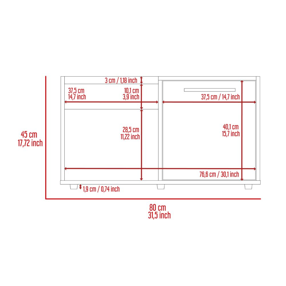 Diagram showing dimensions for a twodoor cabinet cm wide and cm high