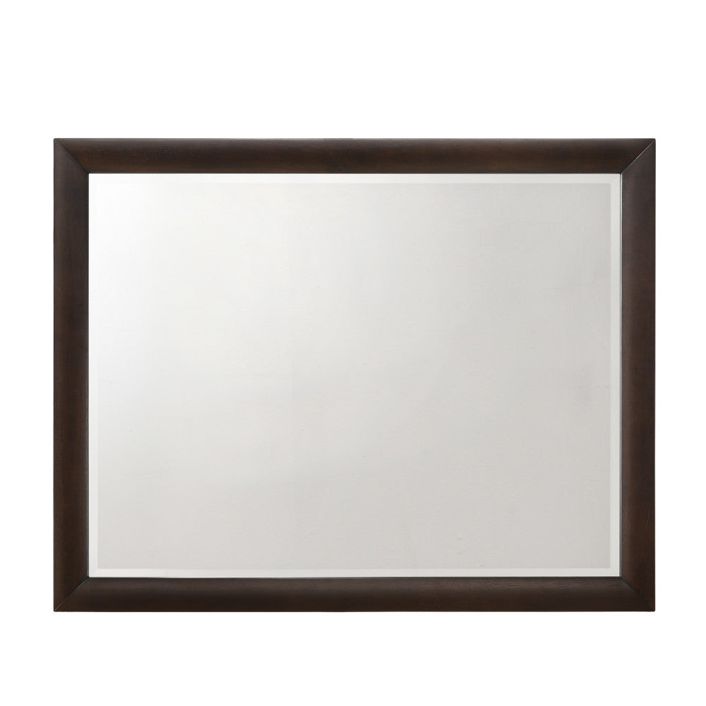 Rectangular dark wood framed mirror