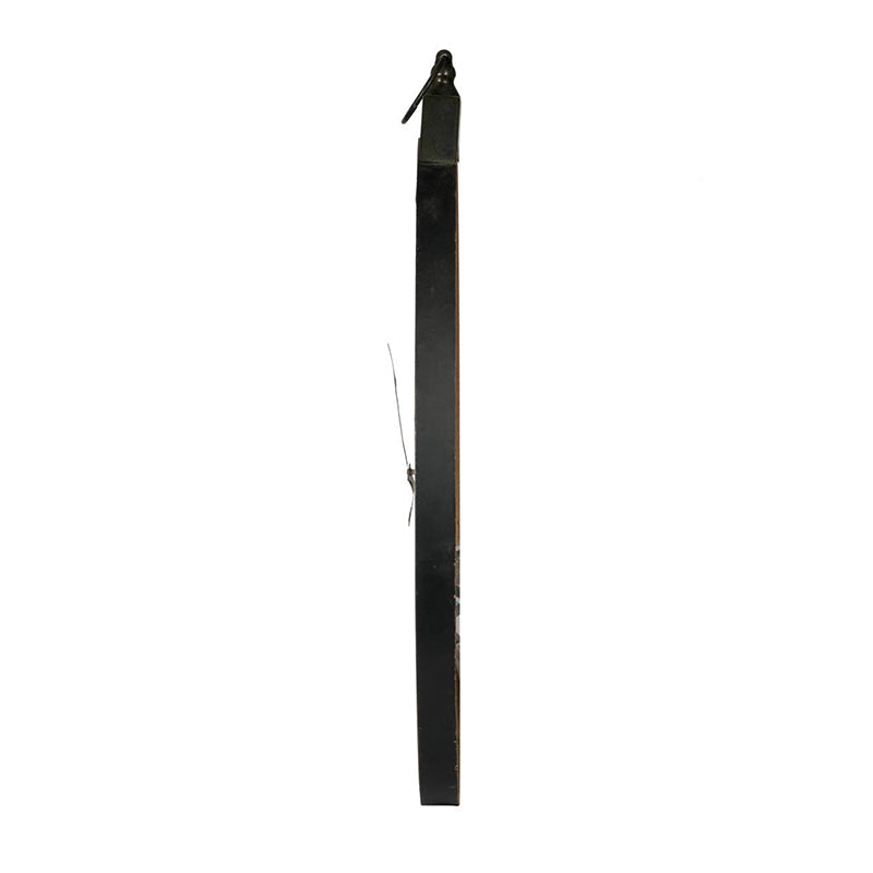 Black leather watch strap with silver buckle and visible stitching