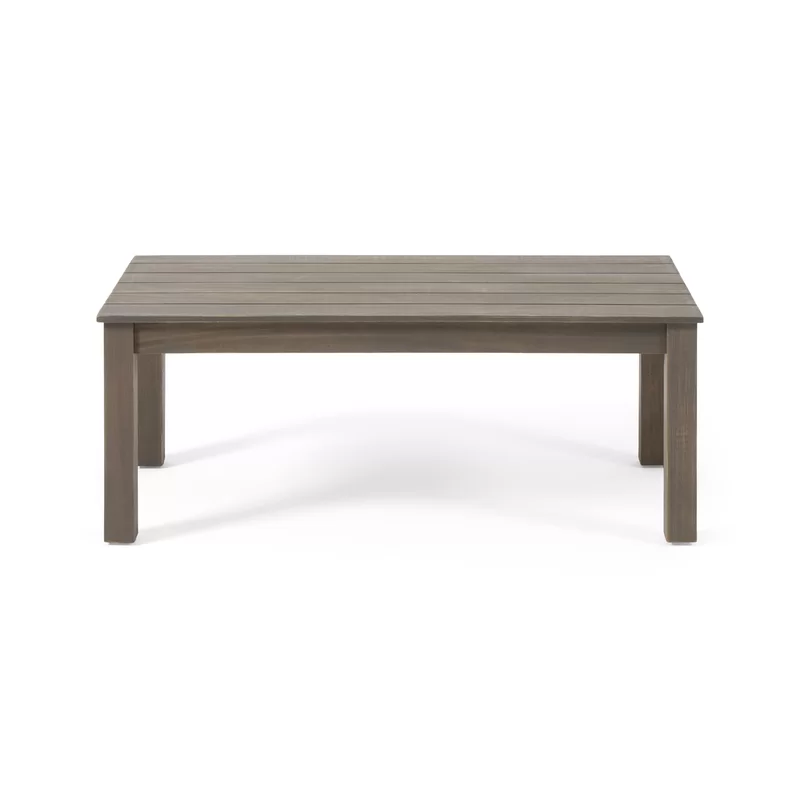 Rustic grey wooden coffee table with slatted top and sturdy legs