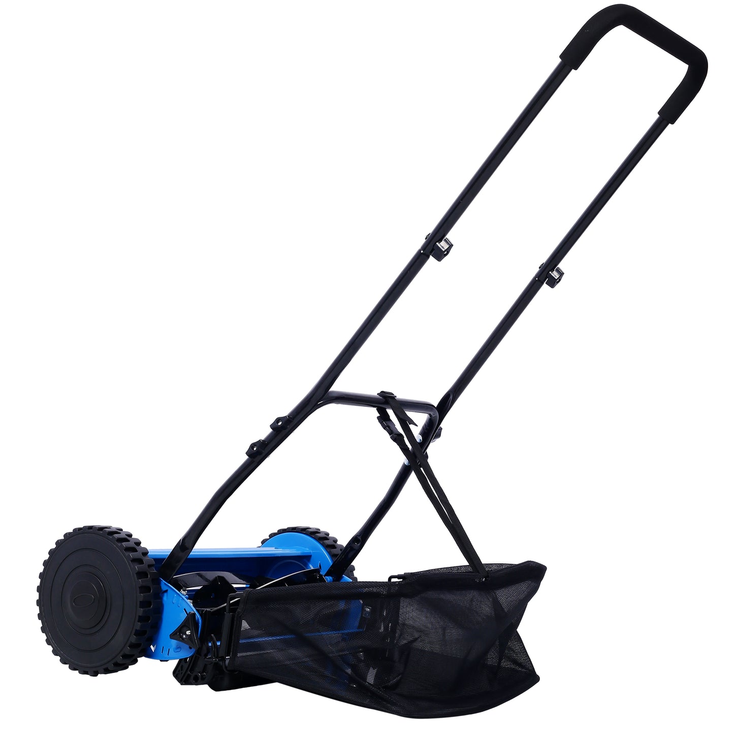 Effortless Lawn Maintenance 14-Inch Push Reel Mower with Grass Catcher - Blue