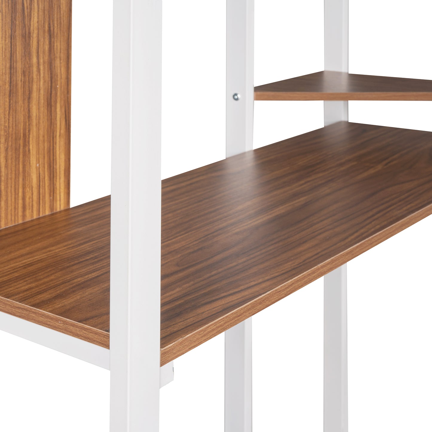 Modern wood shelf with white metal frame