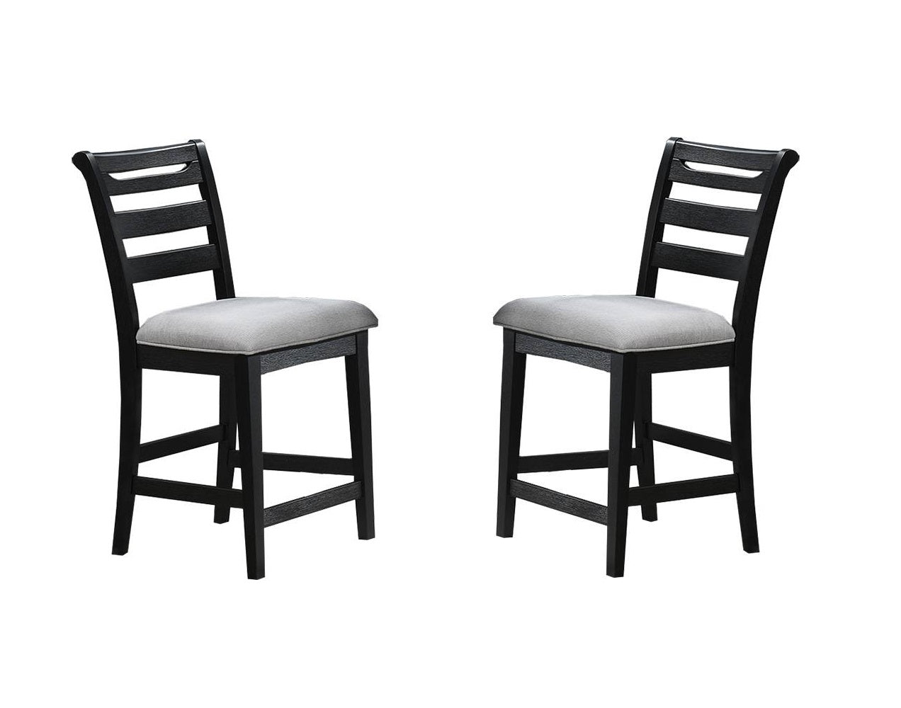 TREATLIFE HOME Counter Height Dining Chairs Black Color Ladder Back Frame Upholstered Cushion Seat