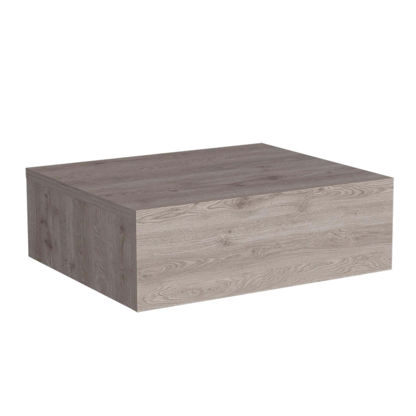 Grey wood grain floating shelf with clean lines