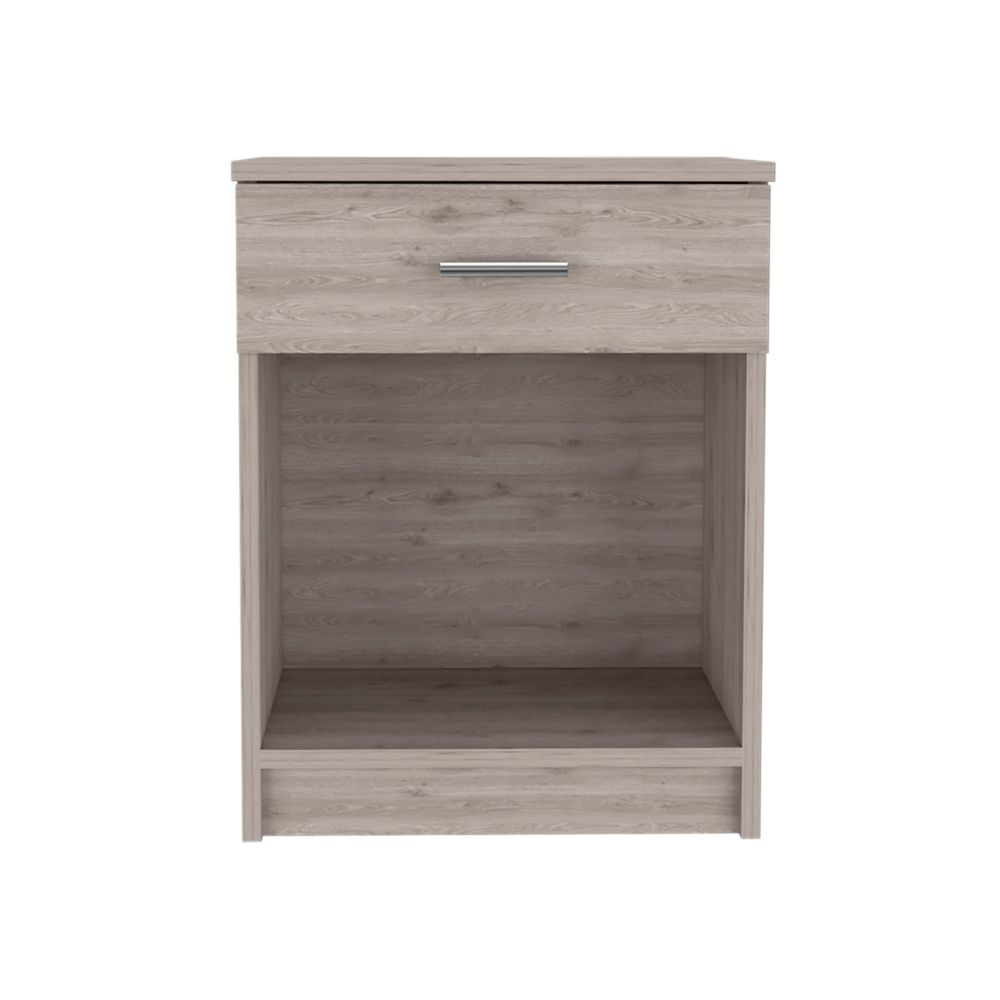 Modern oak veneer nightstand with one drawer and open shelf
