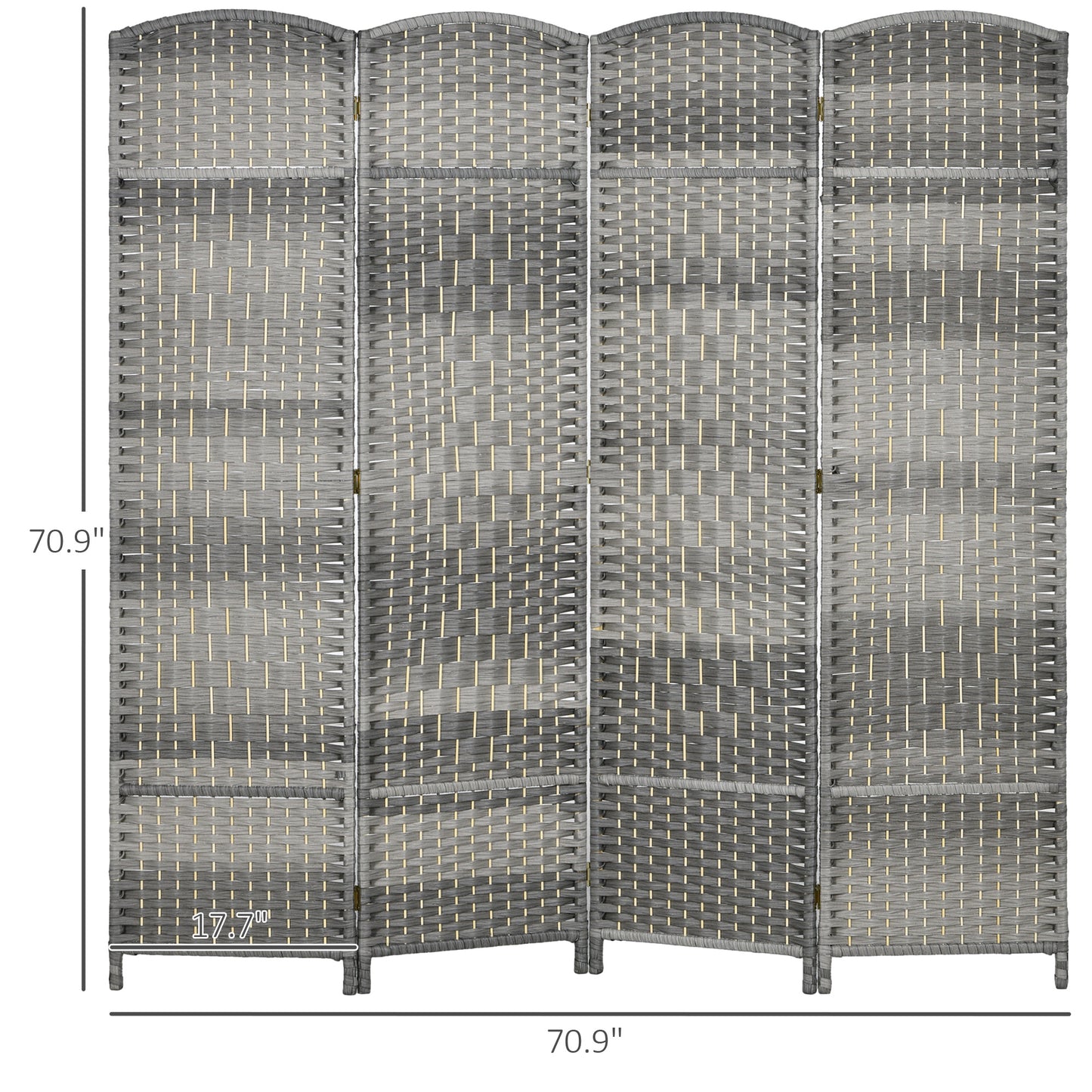 Gray wicker room divider panel woven texture inches tall portable privacy screen