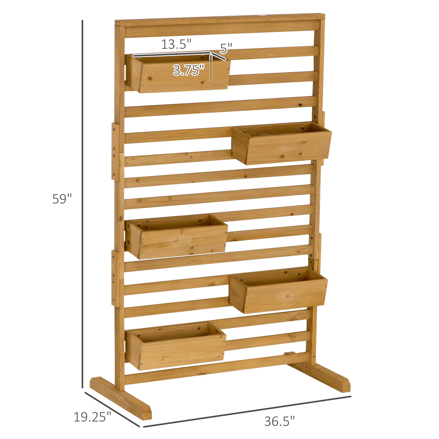 Wooden vertical planter with five tiers perfect for small gardens