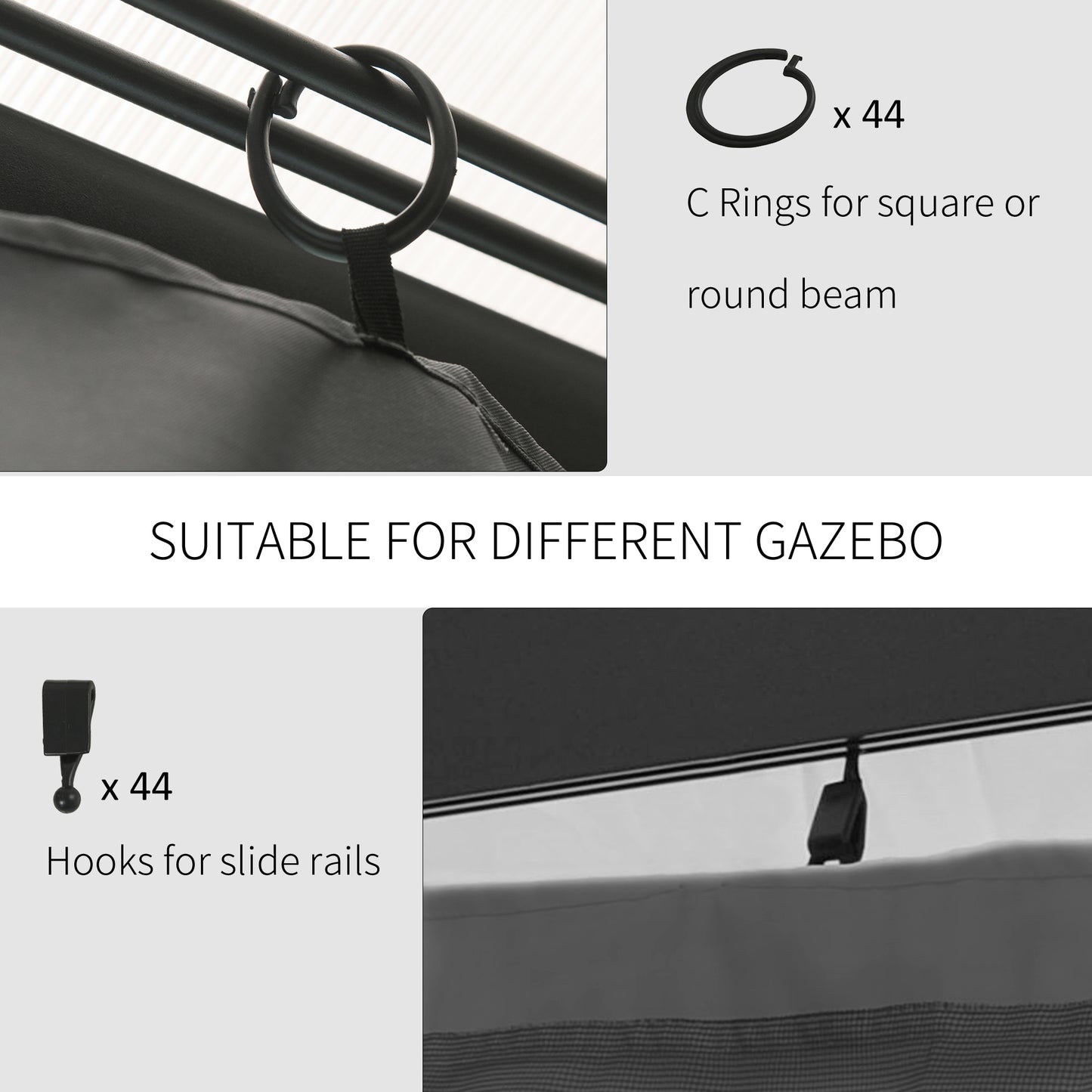 black C rings for gazebo square or round beams