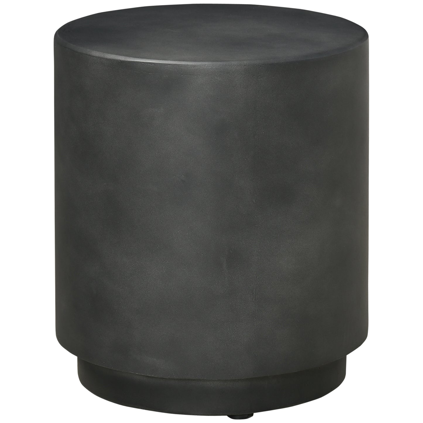 Dark gray cylindrical concrete side table with a subtle textured finish