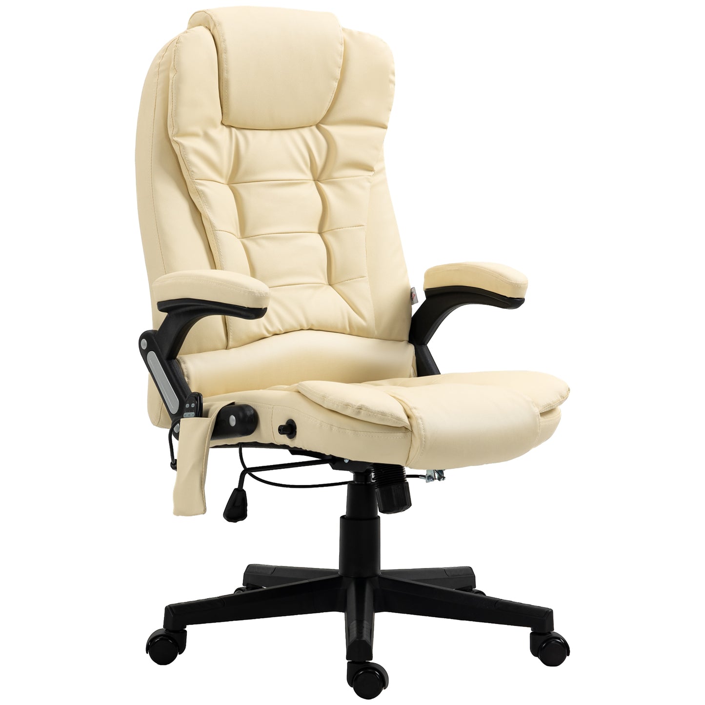 Cream executive office chair with padded headrest and lumbar support