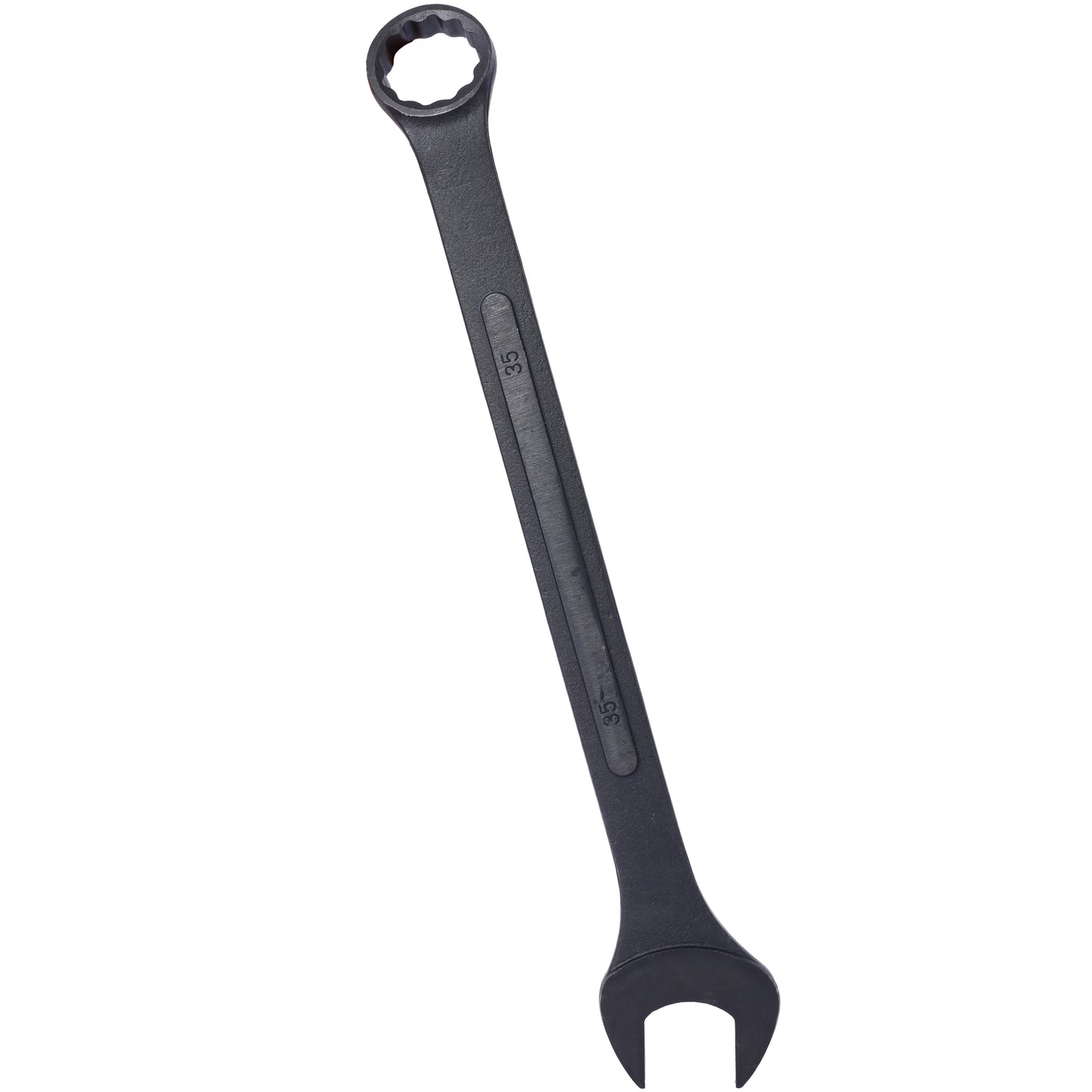 Black steel mm combination wrench with open and box ends for mechanical use
