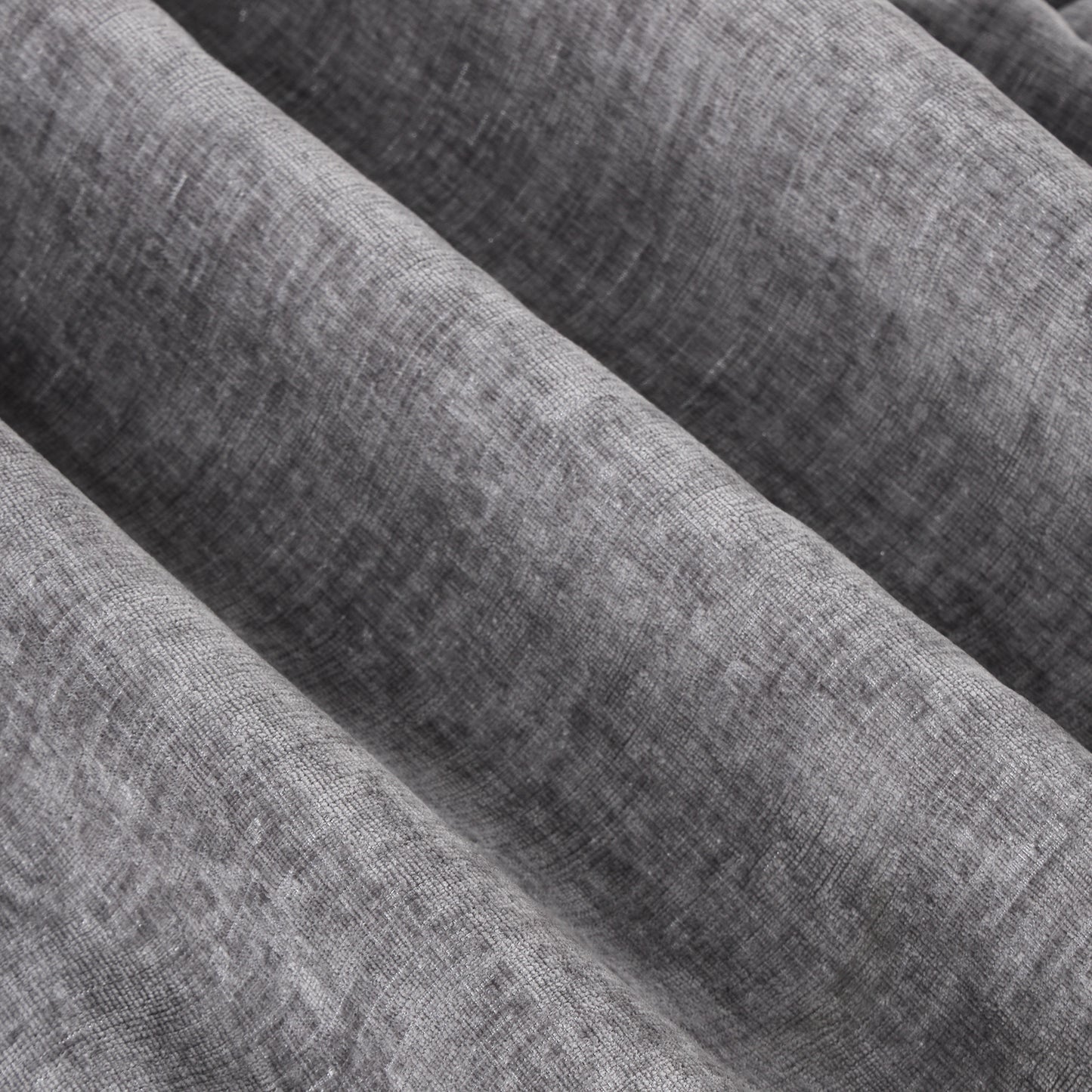 Closeup of dark grey linen fabric texture with visible weave patterns