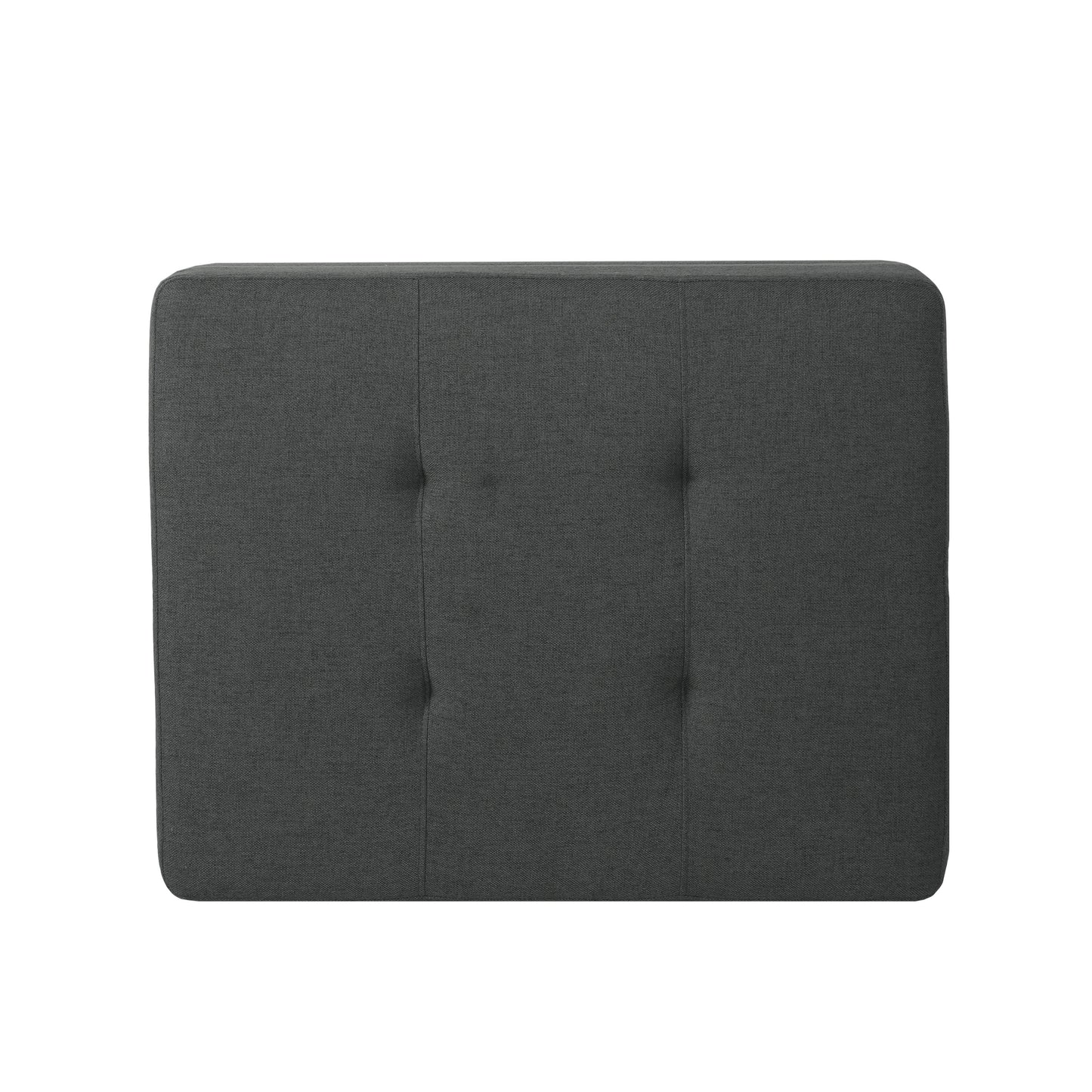 Tufted charcoal grey fabric headboard with button accents