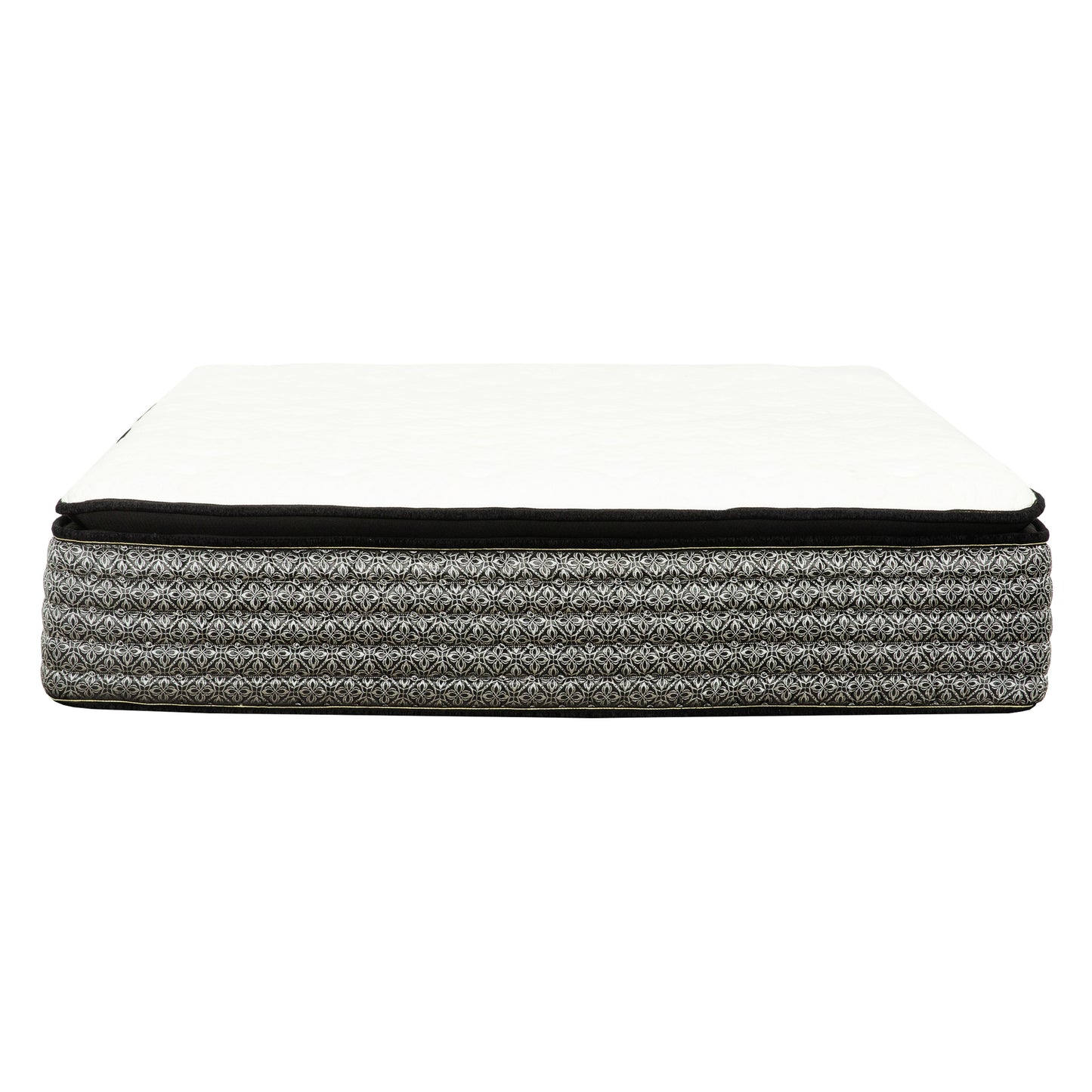 White top queen size mattress with ornate grey patterned sides