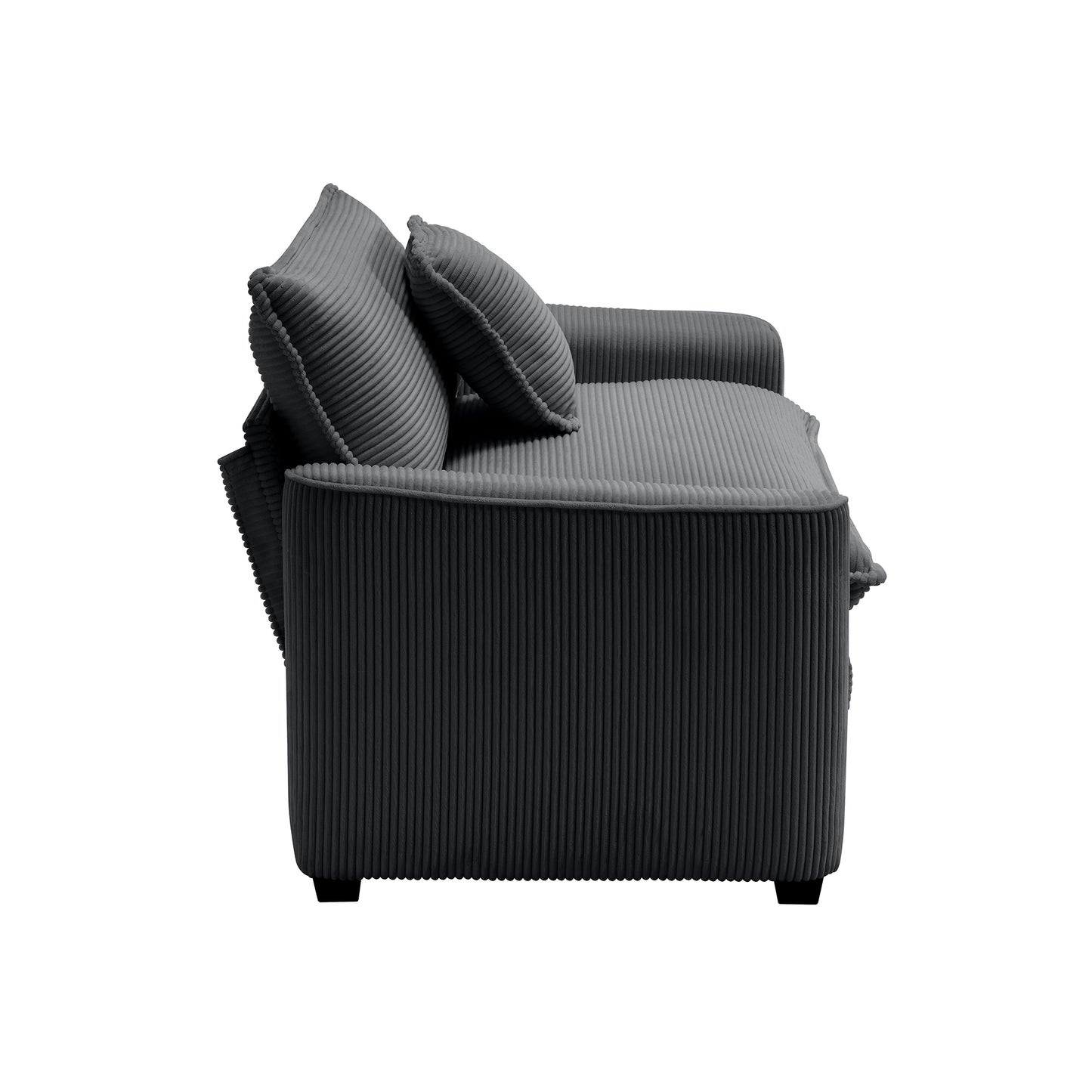 Dark gray corduroy sofa with plush cushions perfect for modern living rooms