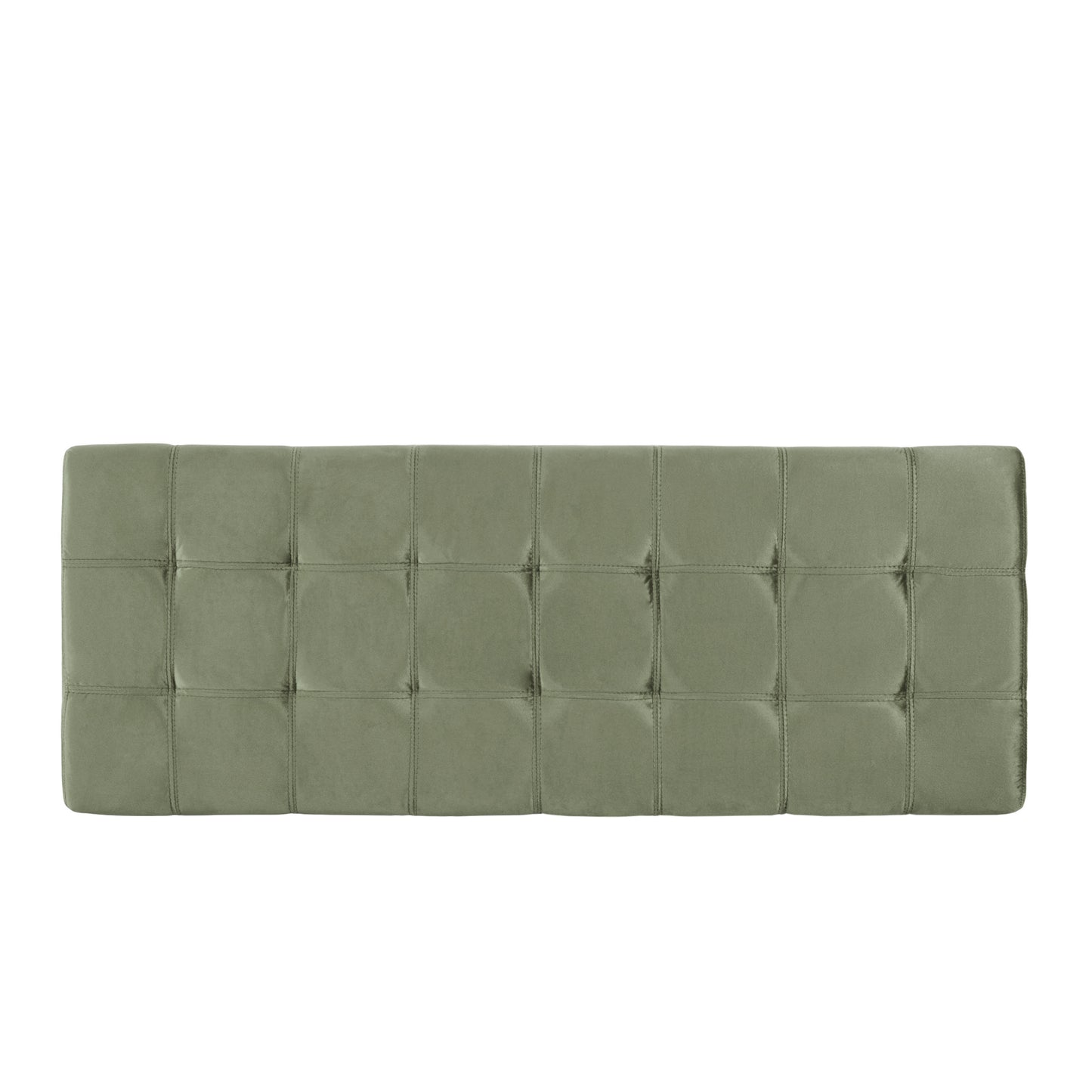 Sage green tufted velvet headboard with subtle sheen