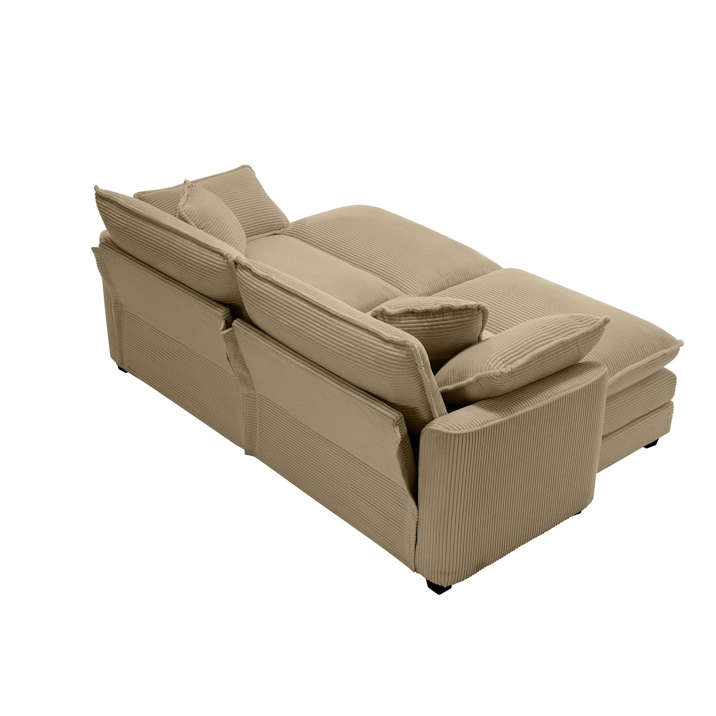 Beige corduroy sectional sofa with plush cushions ideal for a modern living room