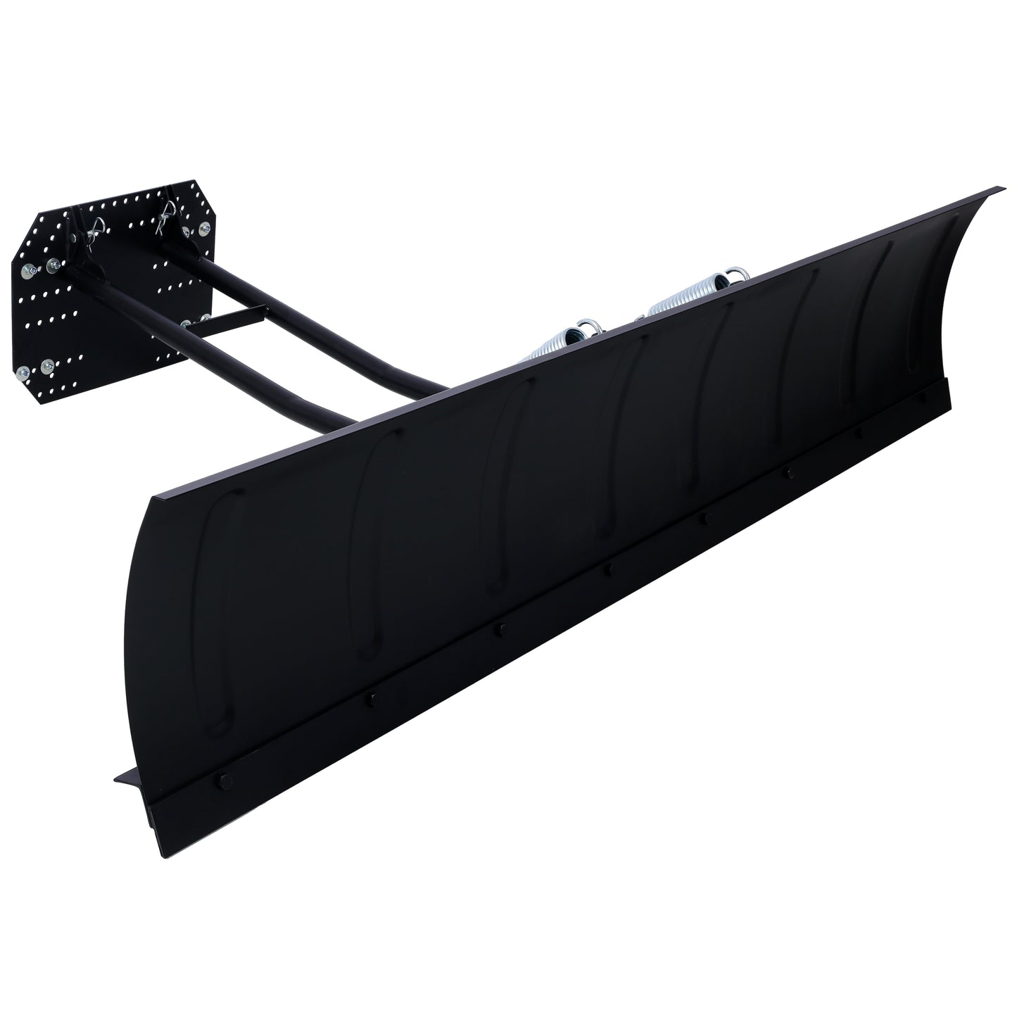 Black steel ATV plow blade with heavyduty springs and adjustable mount