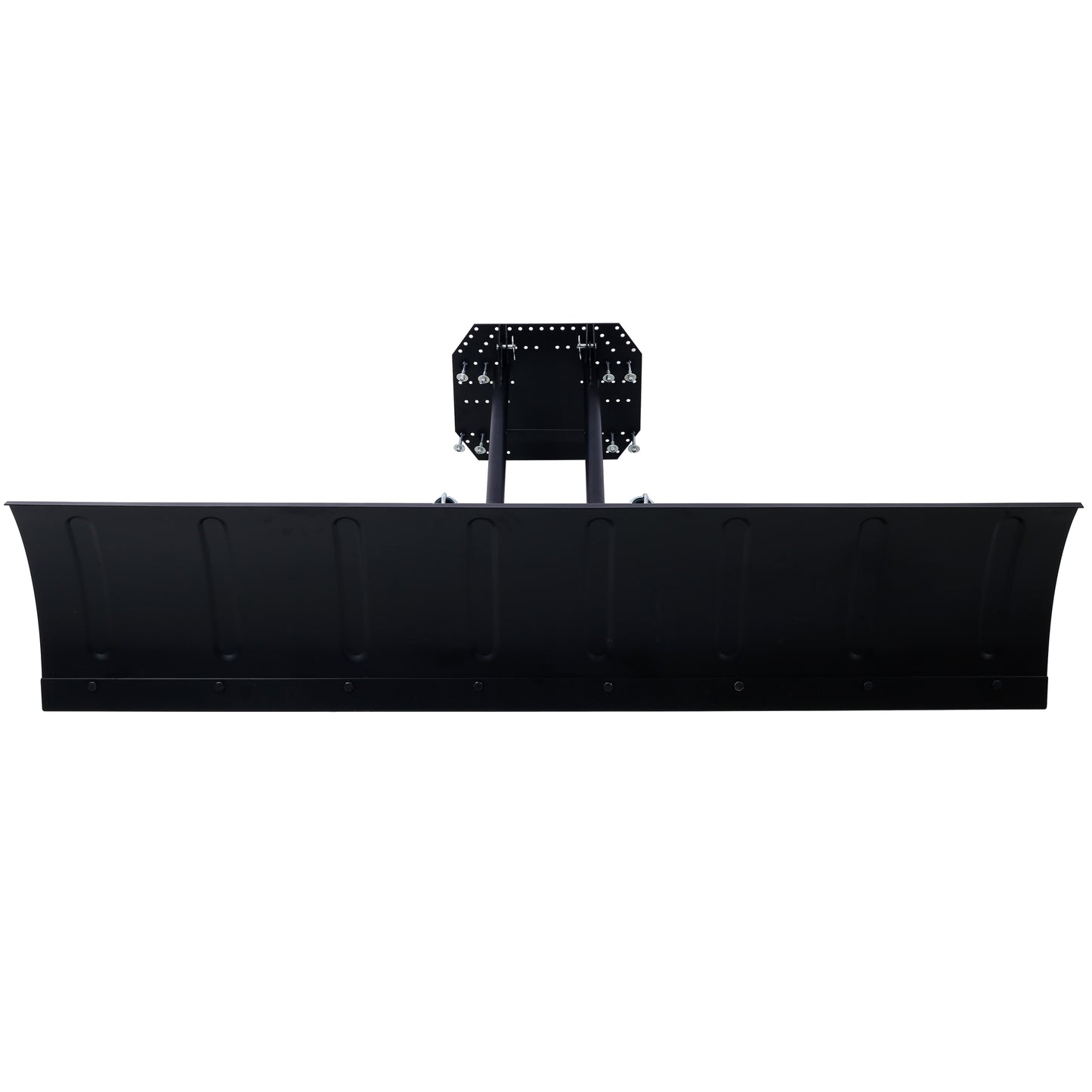 Black steel snow plow blade with adjustable mount