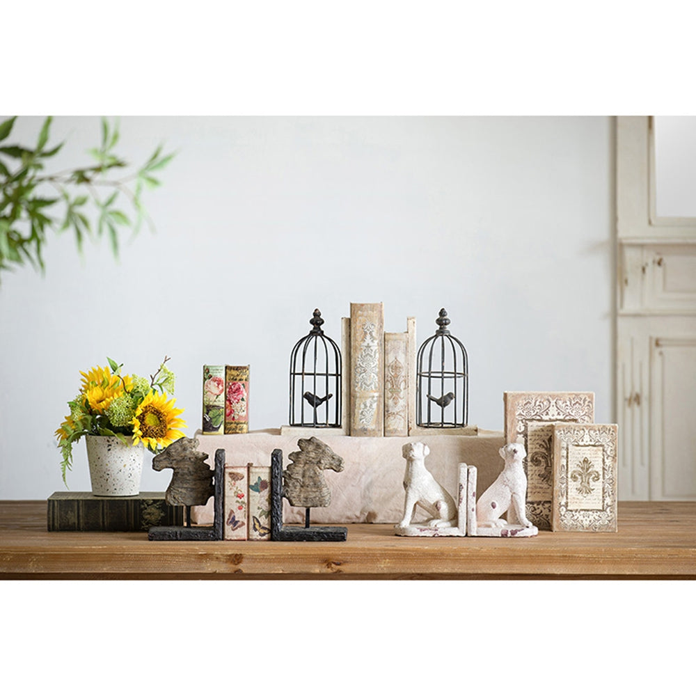 Rustic horse head bookends with butterfly detail perfect for country decor
