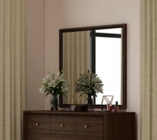 Dark wood dresser with large mirror