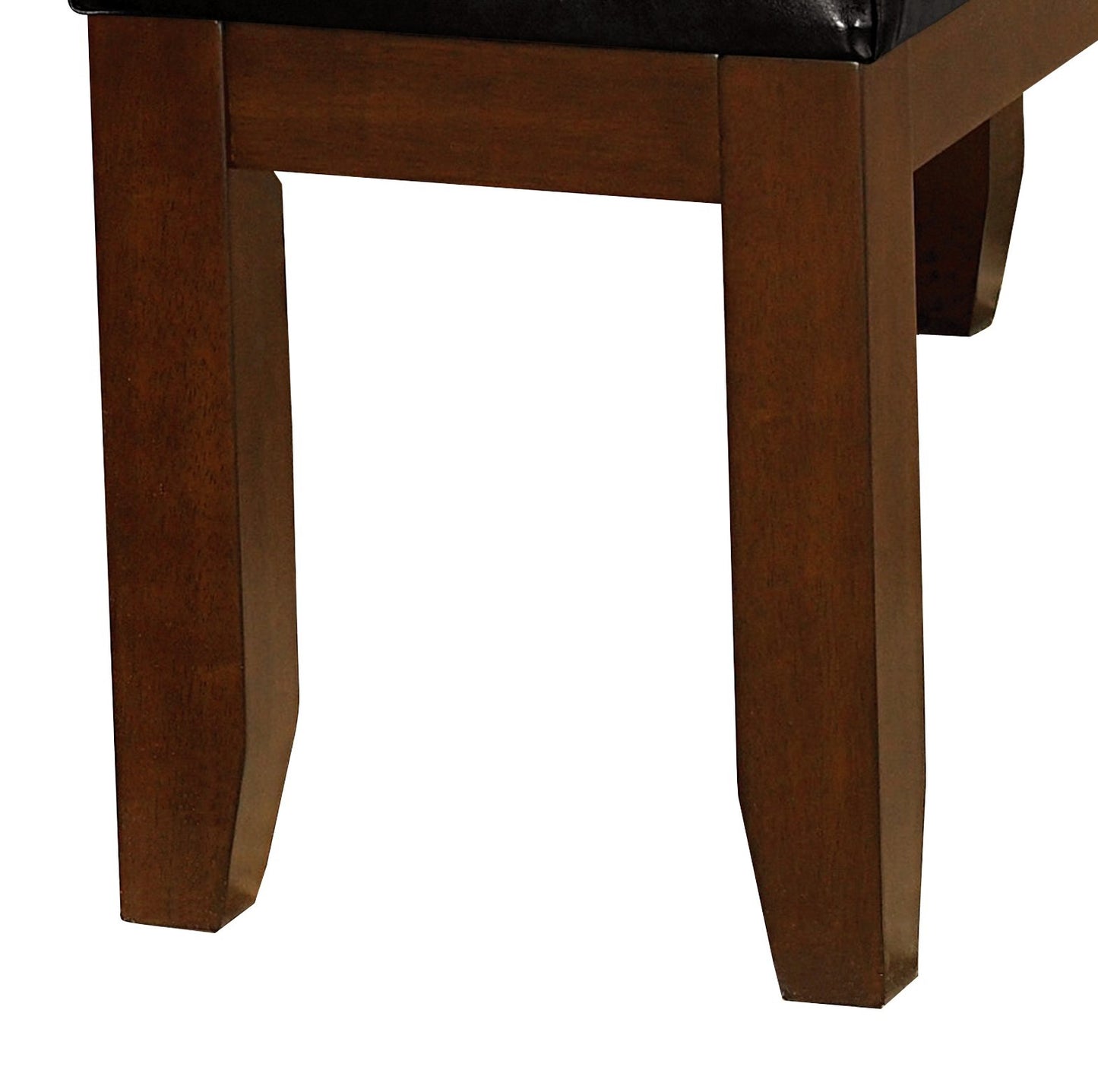 Dark wood dining chair legs with carved detailing