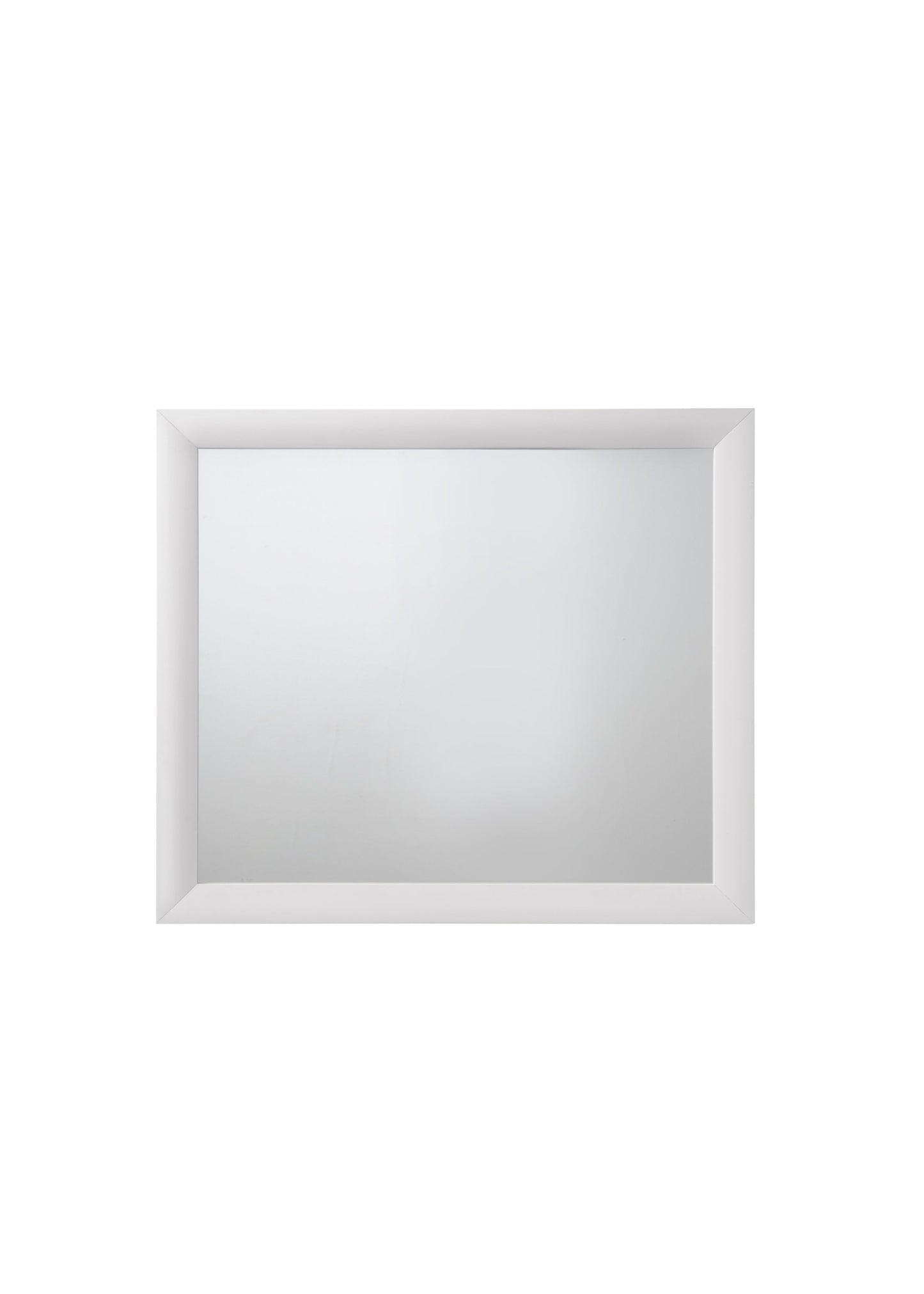 Rectangular white framed mirror for wall mounting