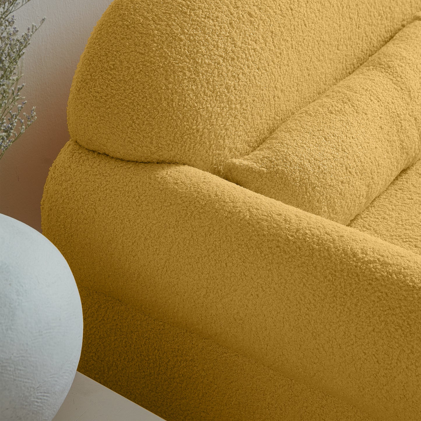 Enhance Your Living Space with Modern Boucle Loveseat - Yellow