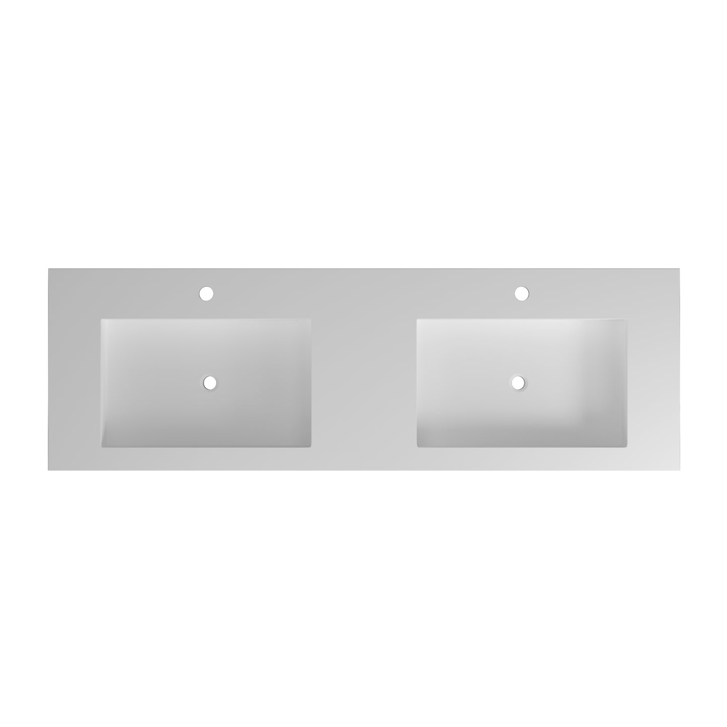 White double rectangular bathroom vanity top with two undermount sinks
