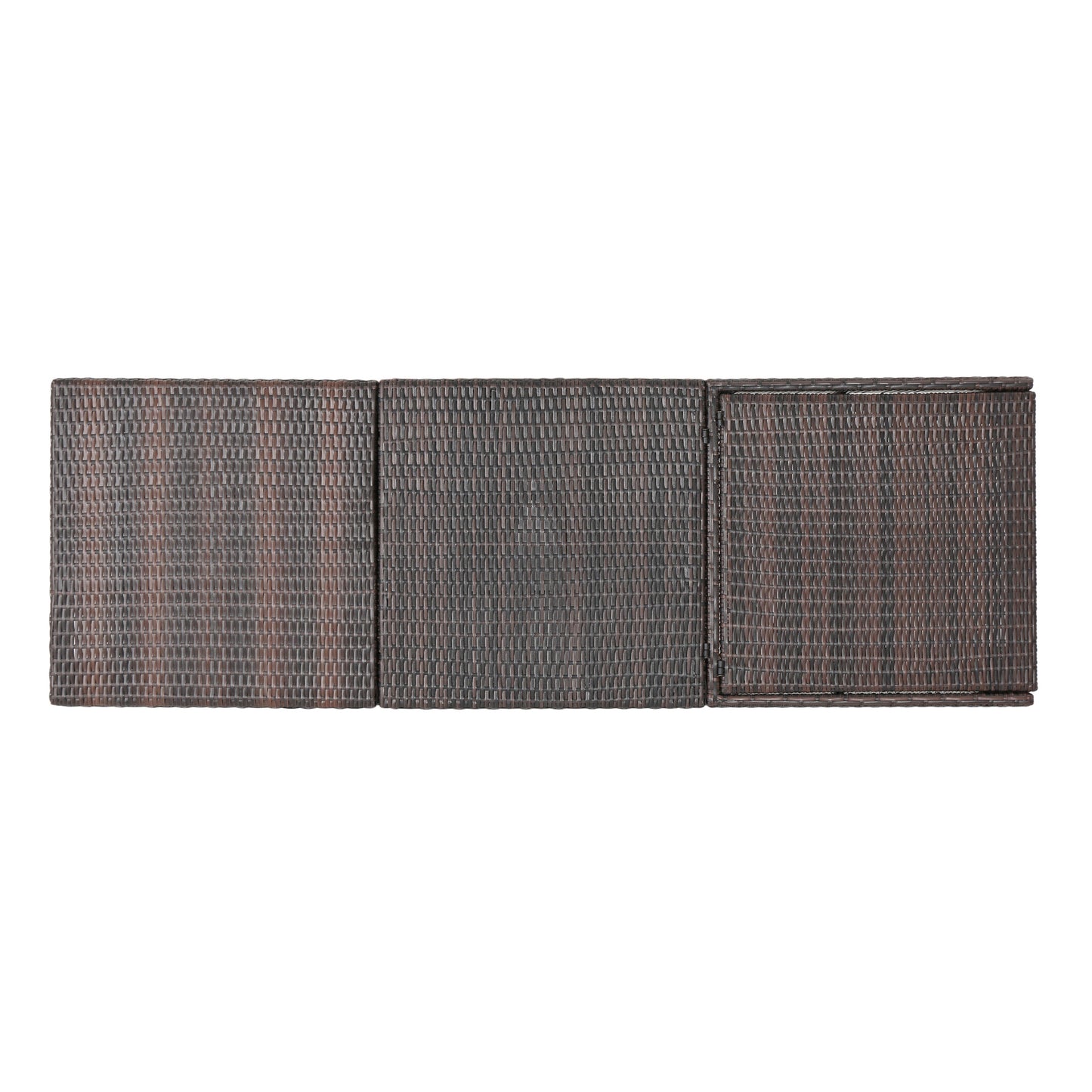 Dark brown wicker storage cube with a textured weave pattern