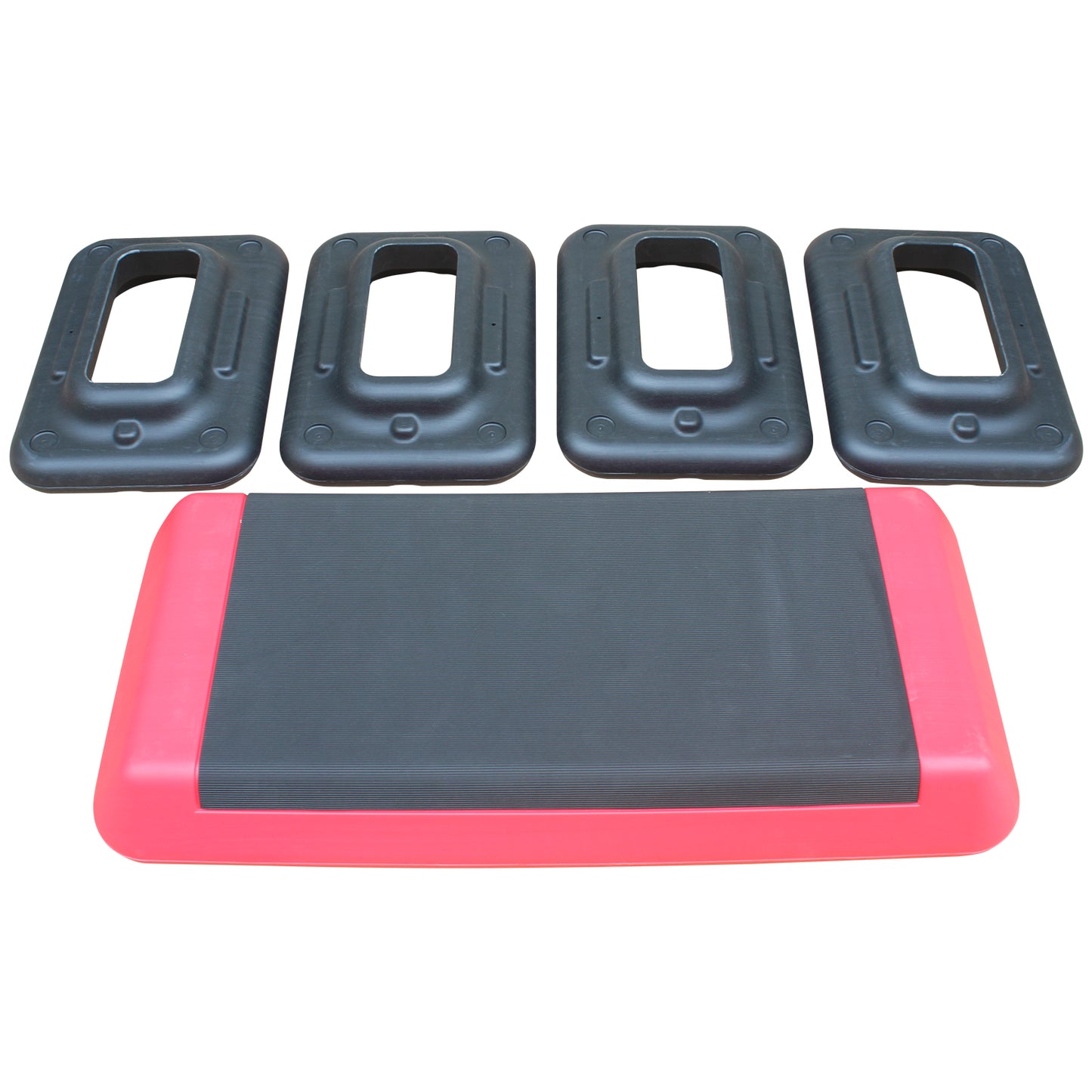 Aerobic step platform with adjustable risers black and pink fitness equipment
