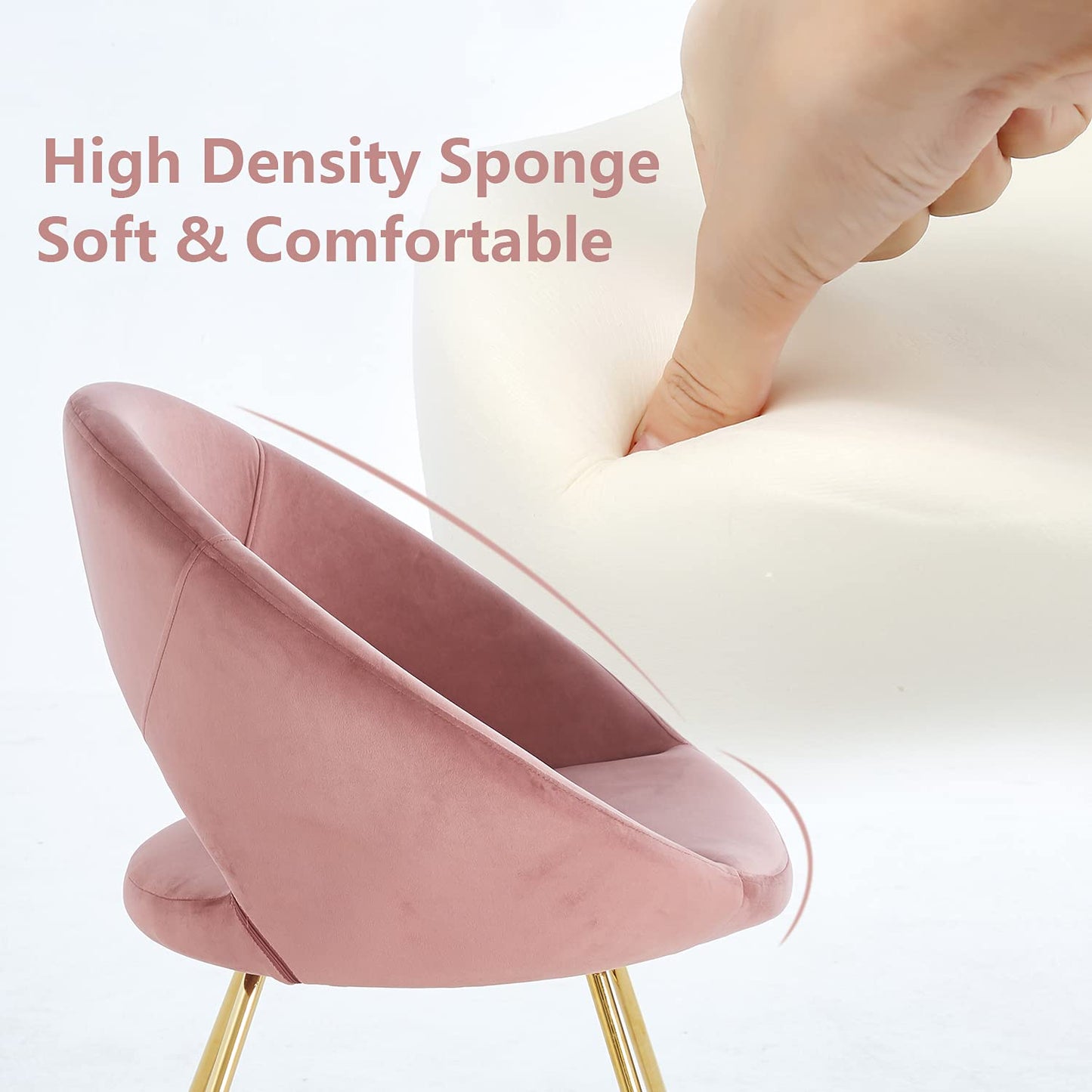 Pink velvet accent chair with gold legs highlighting its soft comfortable cushioning
