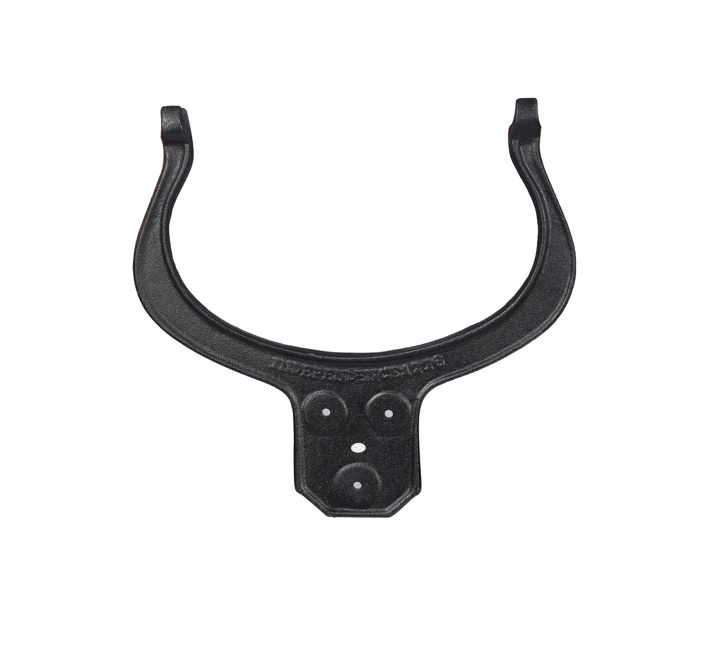 Black cast iron Ushaped clamp with mounting plate for hose support