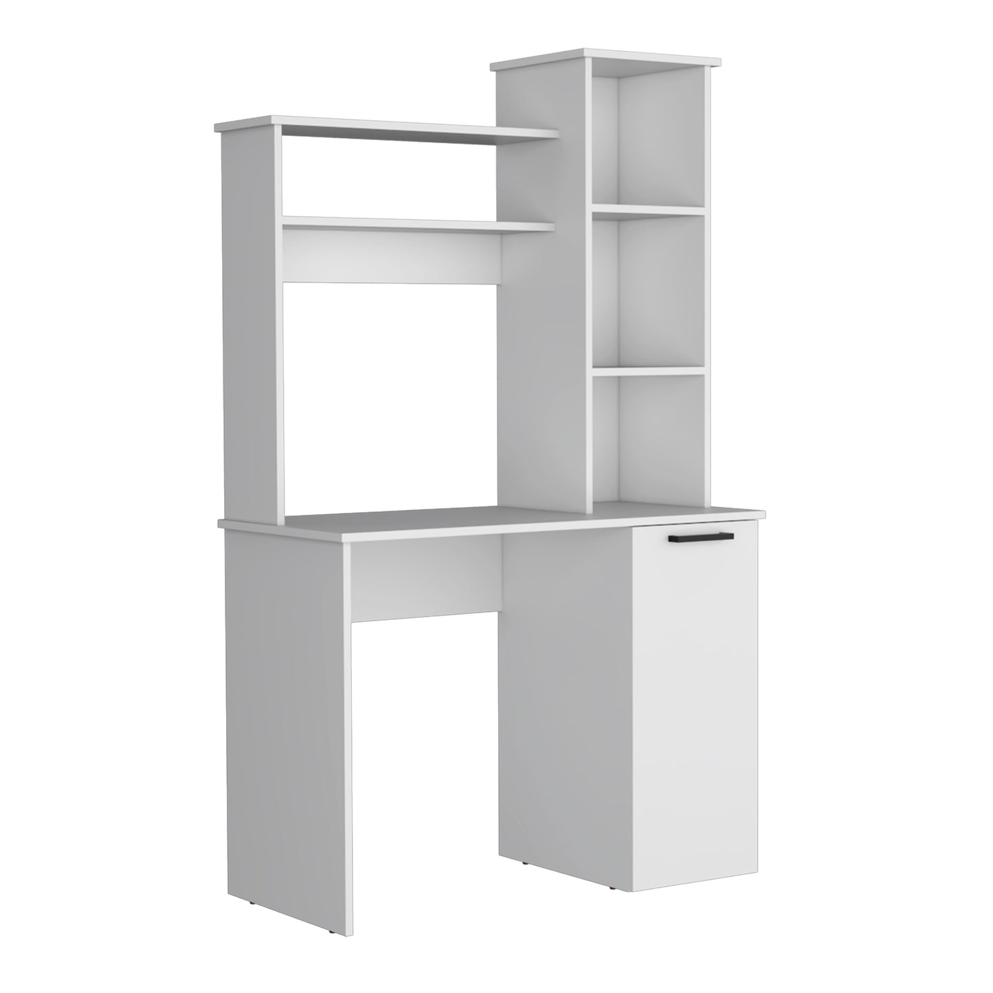 White modern computer desk with hutch and cabinet ideal for home office