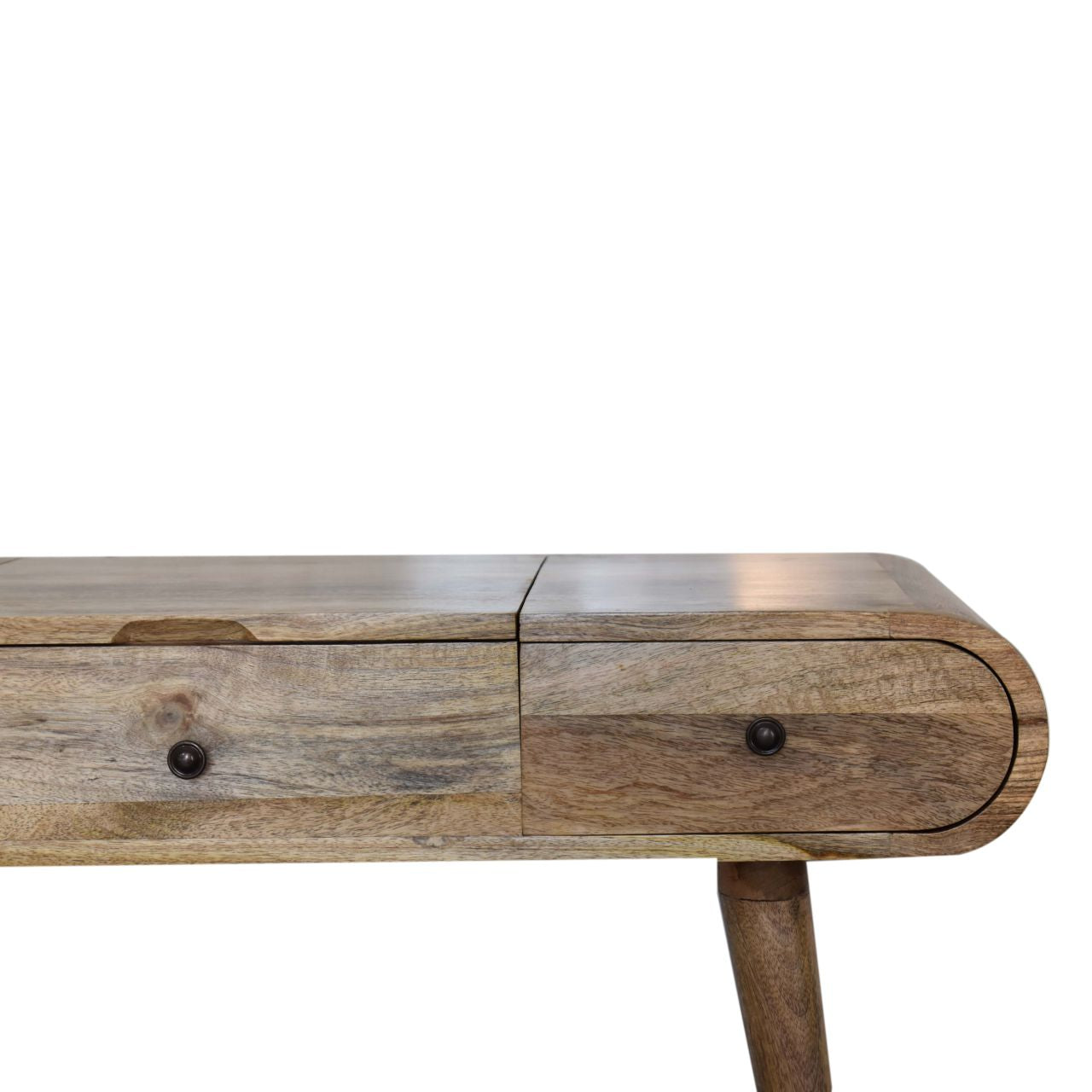 Curvededge wooden console table with two drawers