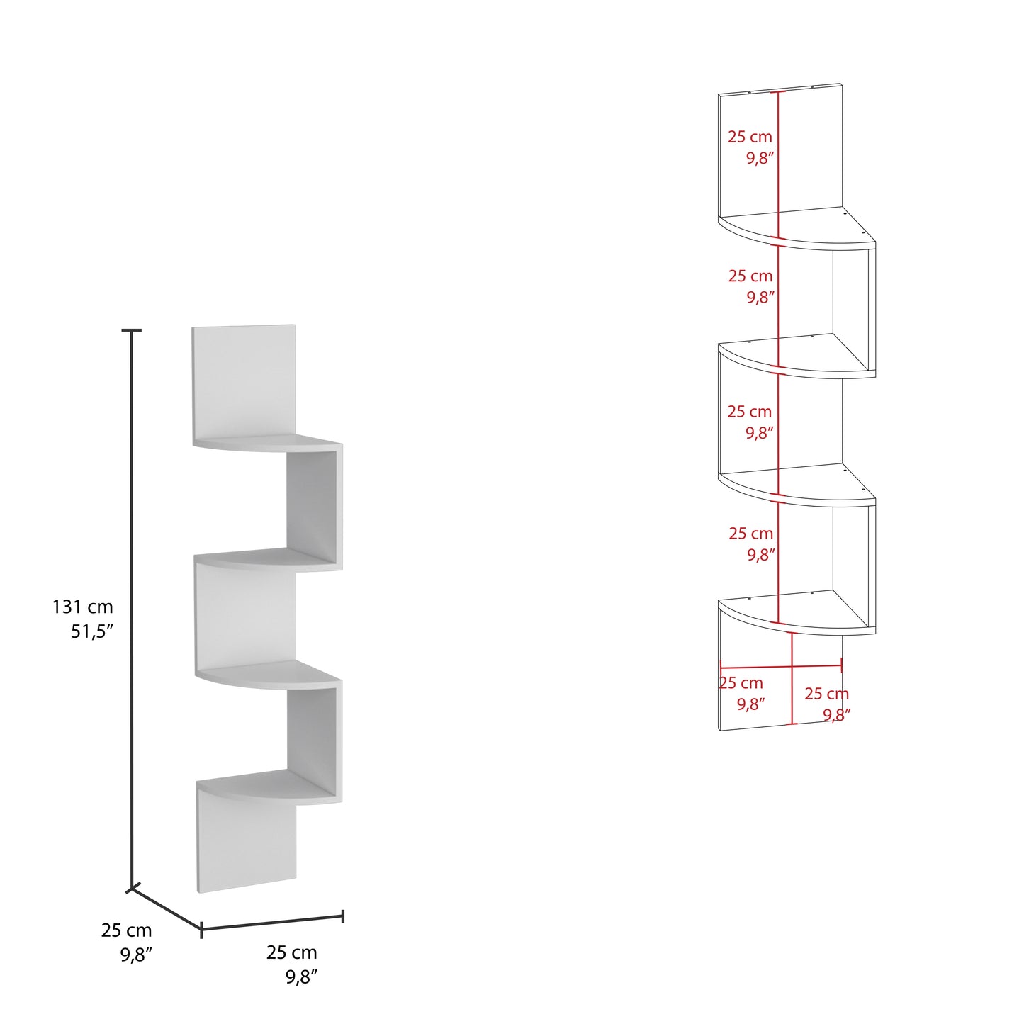 White tier corner shelf unit with modern spacesaving design for any room