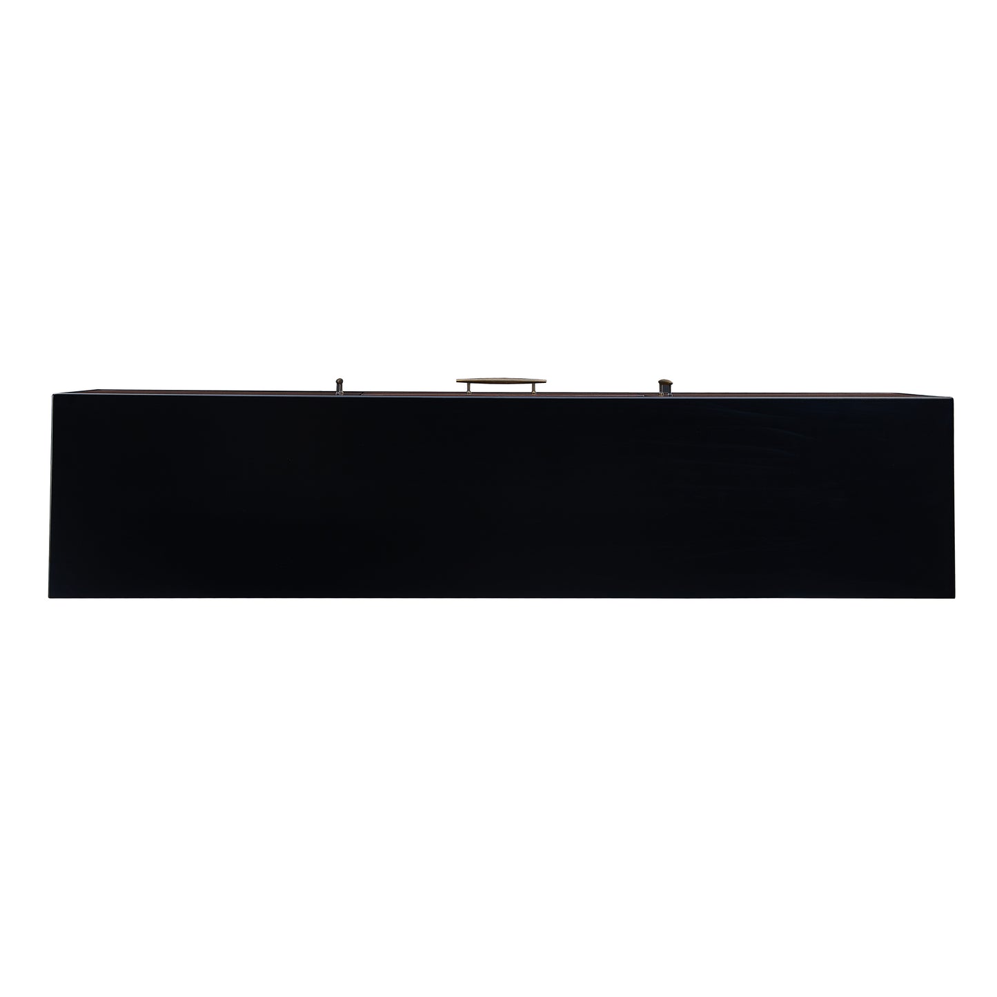 Sleek black wooden dresser with antique brass hardware perfect for modern bedroom storage